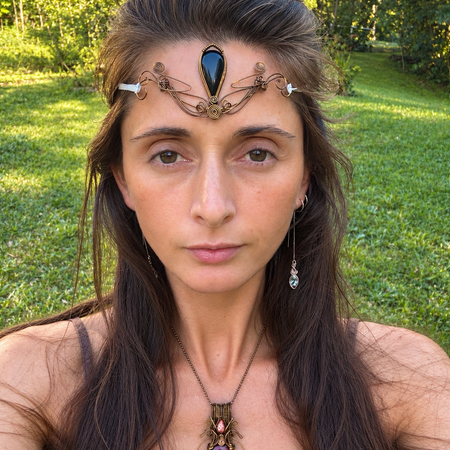 Black Onyx elven crystal crown tiara