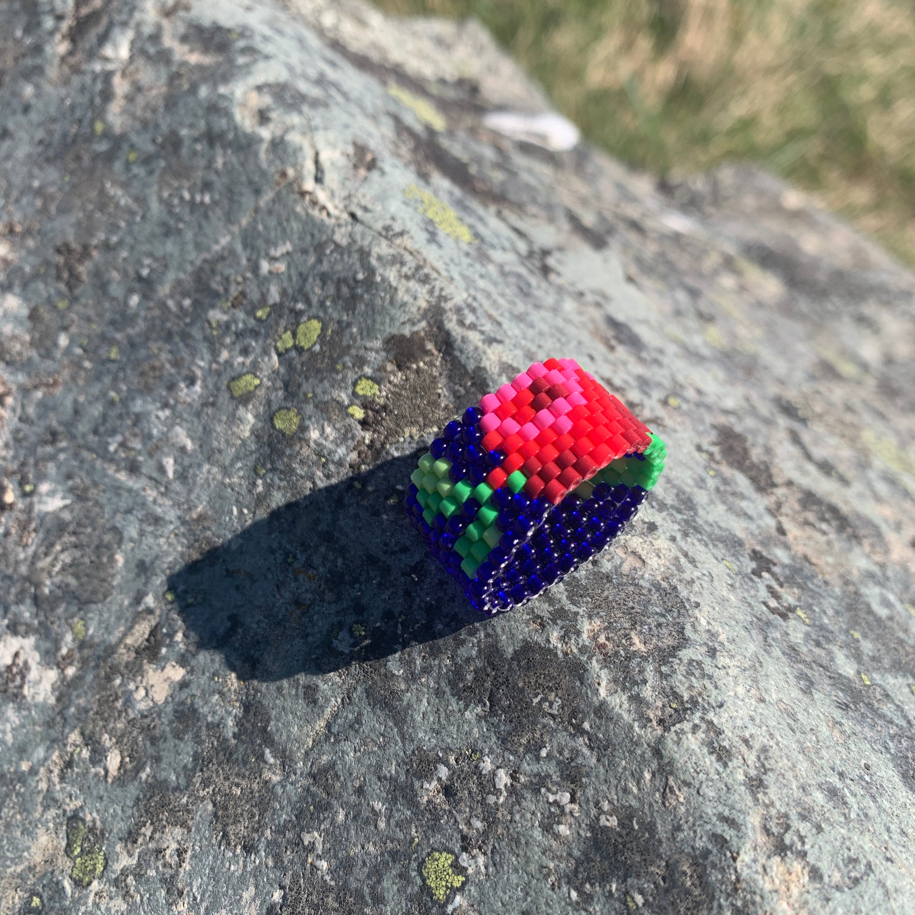Customised Beaded Blue Sky Rose Ring