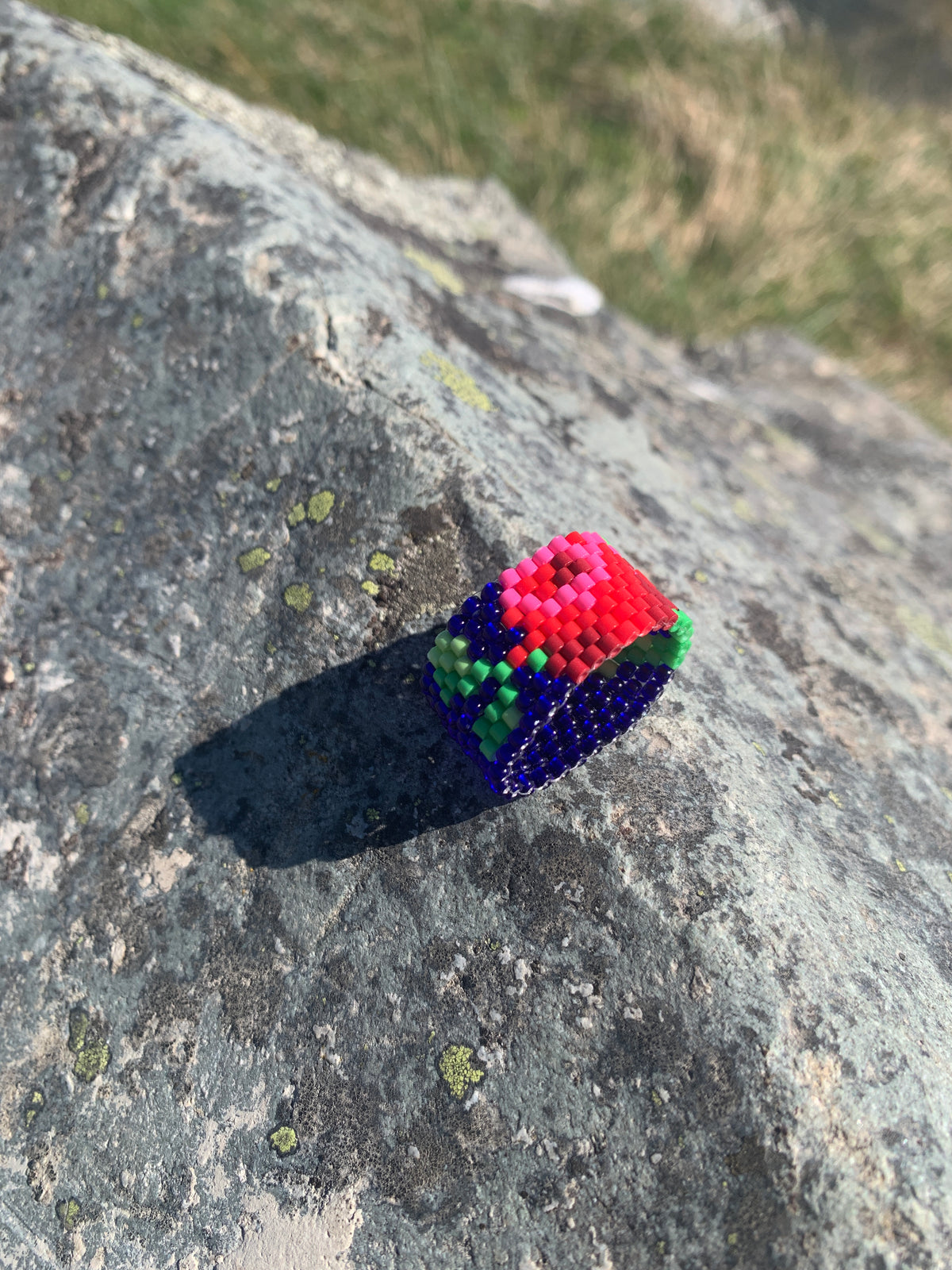 Customised Beaded Blue Sky Rose Ring