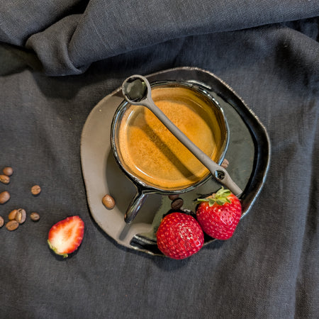 Handmade Black Ceramic Espresso set | dark • earthy • understated