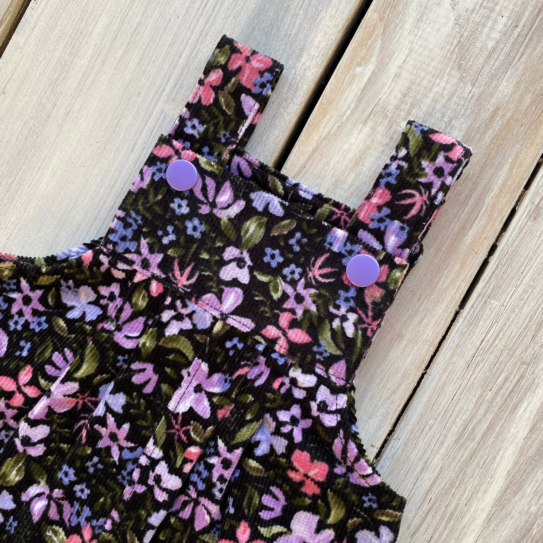 Corduroy Childs/Babies overalls violet floral multiple sizes