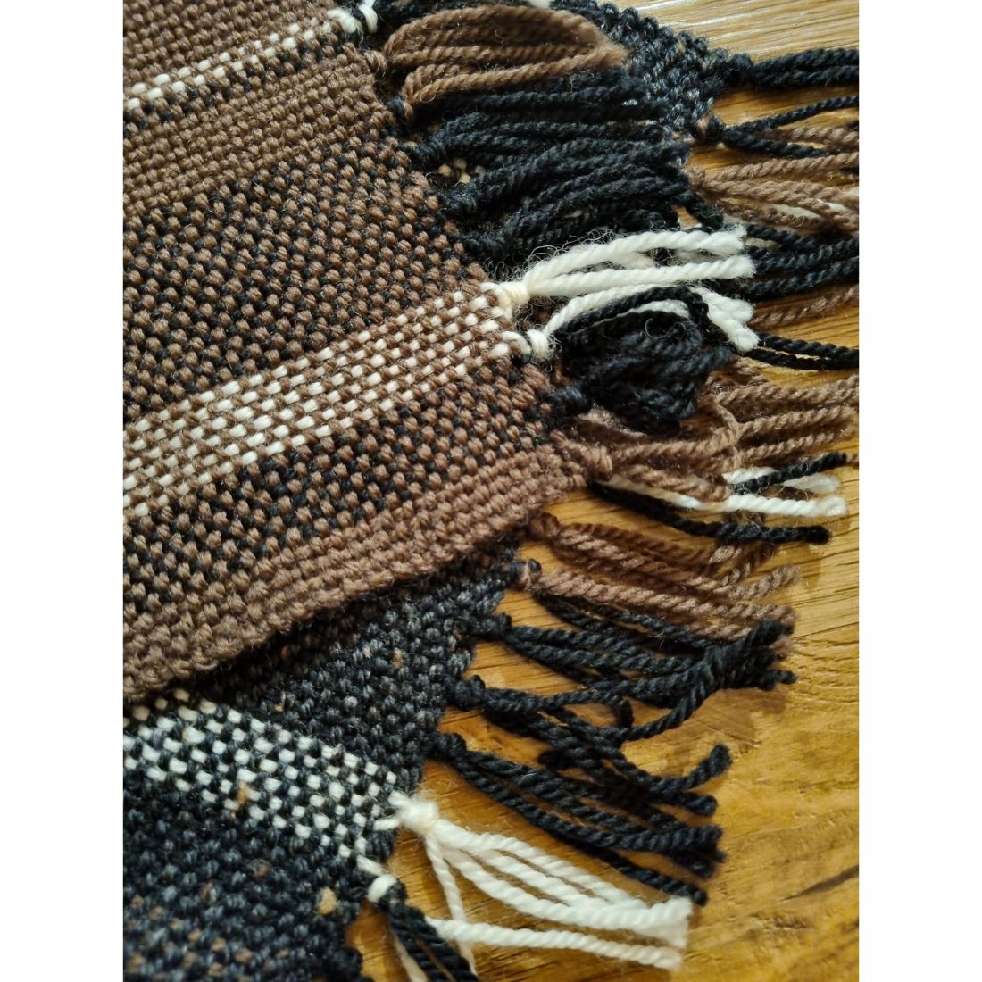 Traditional handwoven monochrome and brown scarf