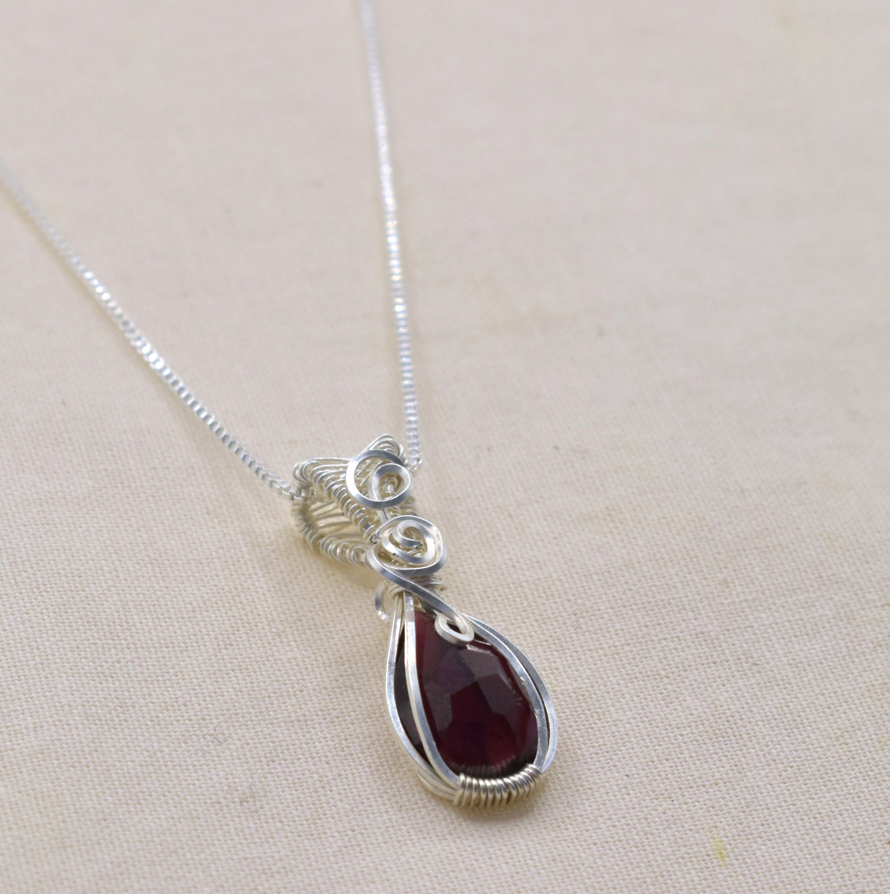 Wire-wrapped Garnet Keepsake Pendant