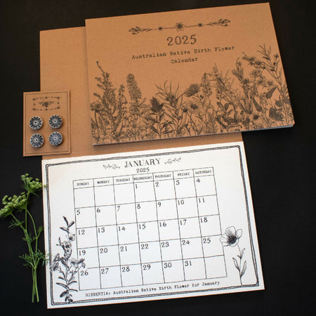 2025 Australian Native Birth Flowers Calendar with optional matching magnets