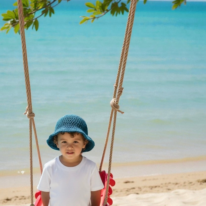 Navy Blue Crochet Hat with brim | Dark Blue | Kids 2-4 years