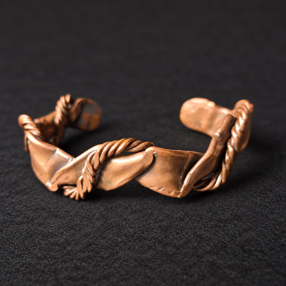 Handmade Sculptural Ribbon Copper Cuff Bracelet B025