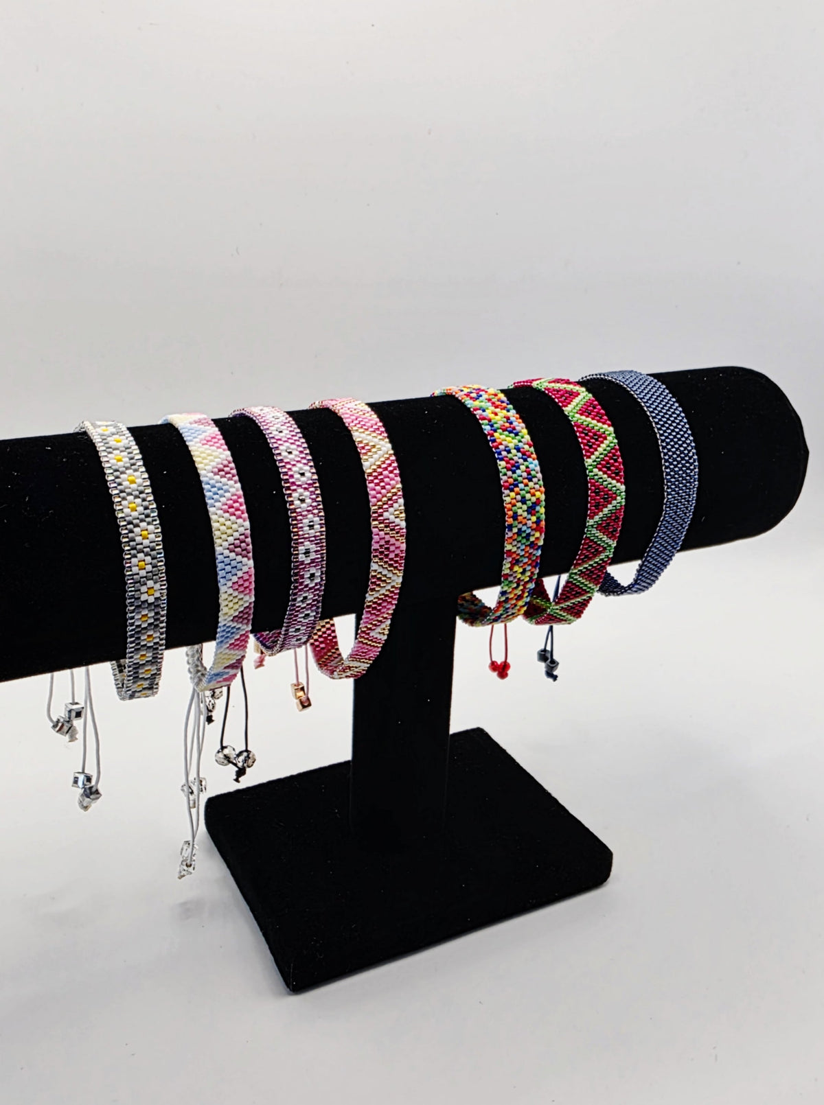 Pink and Gold, Handwoven Beaded Bracelet, Adjustable