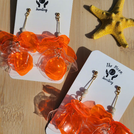 Earrings Made from Beads Crafted from Recycled Plastic Bottles