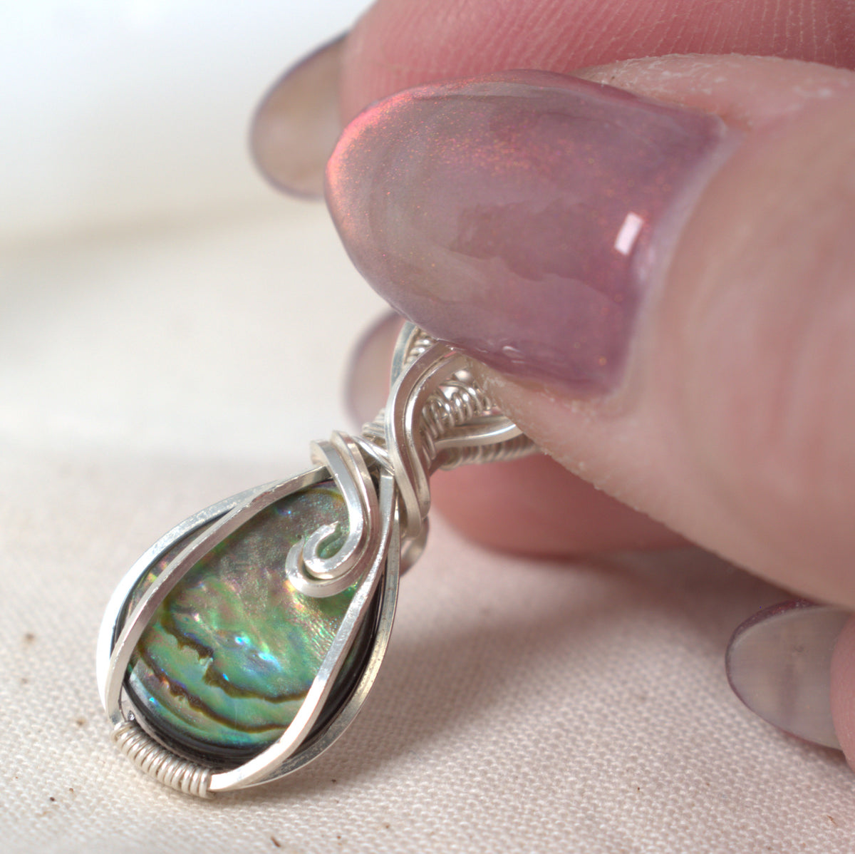 Wire-wrapped Abalone Doublet Keepsake Pendant