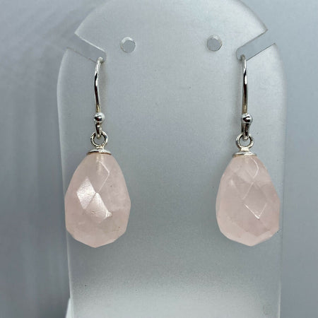 Rose Quartz briolettes and sterling silver earrings