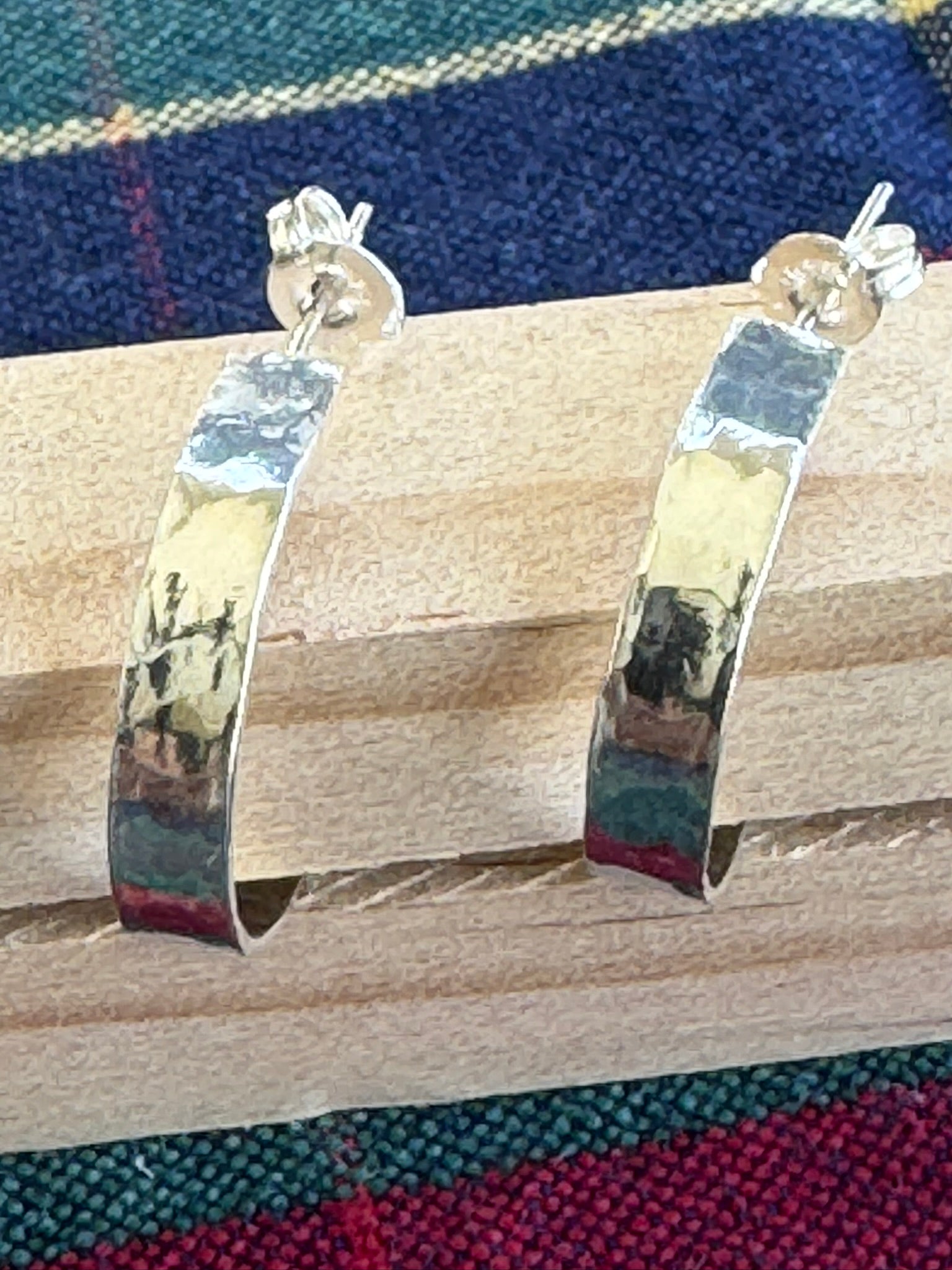 Handcrafted Sterling Silver Faceted Hoop Stud Earrings