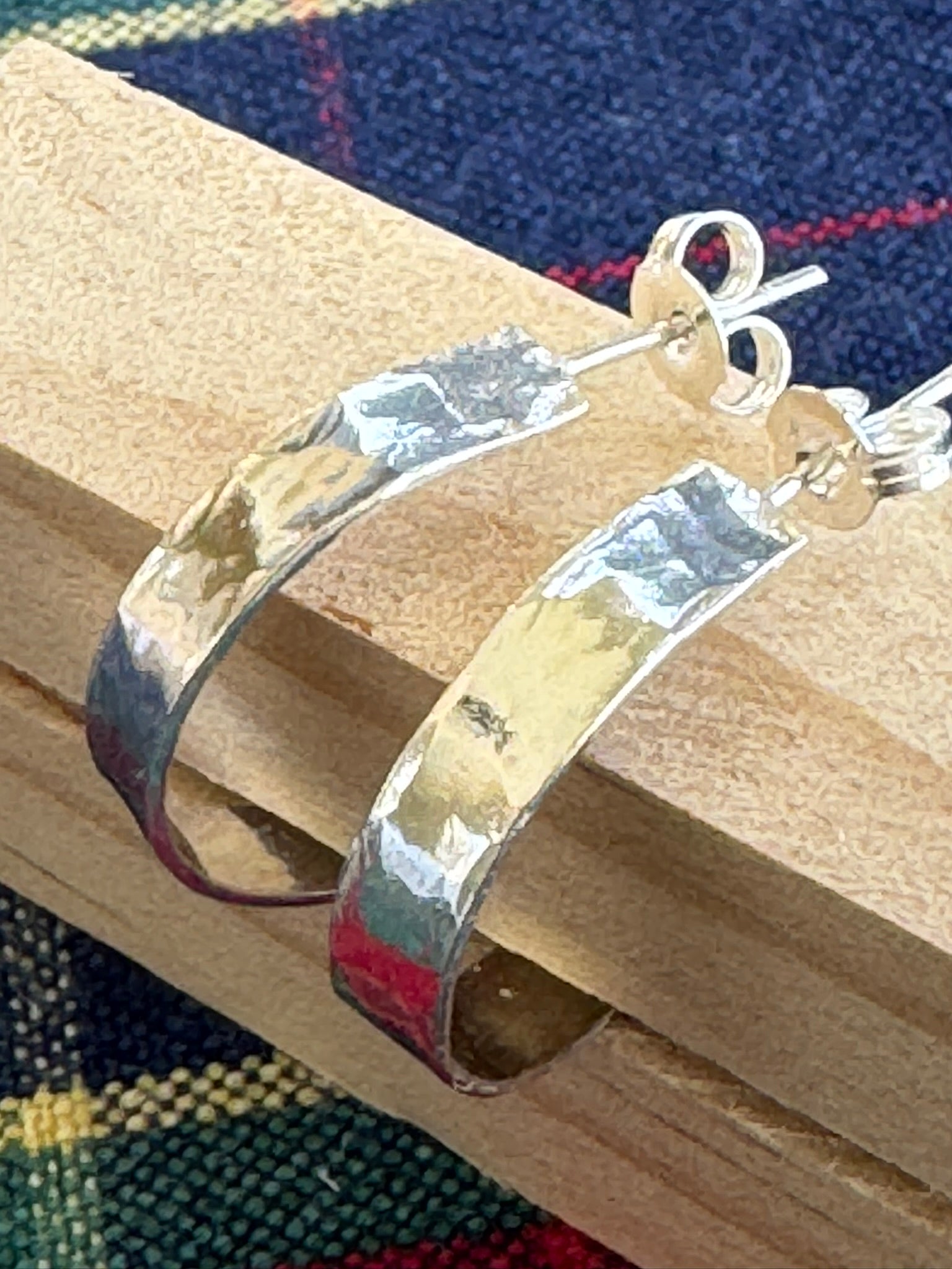 Handcrafted Sterling Silver Faceted Hoop Stud Earrings