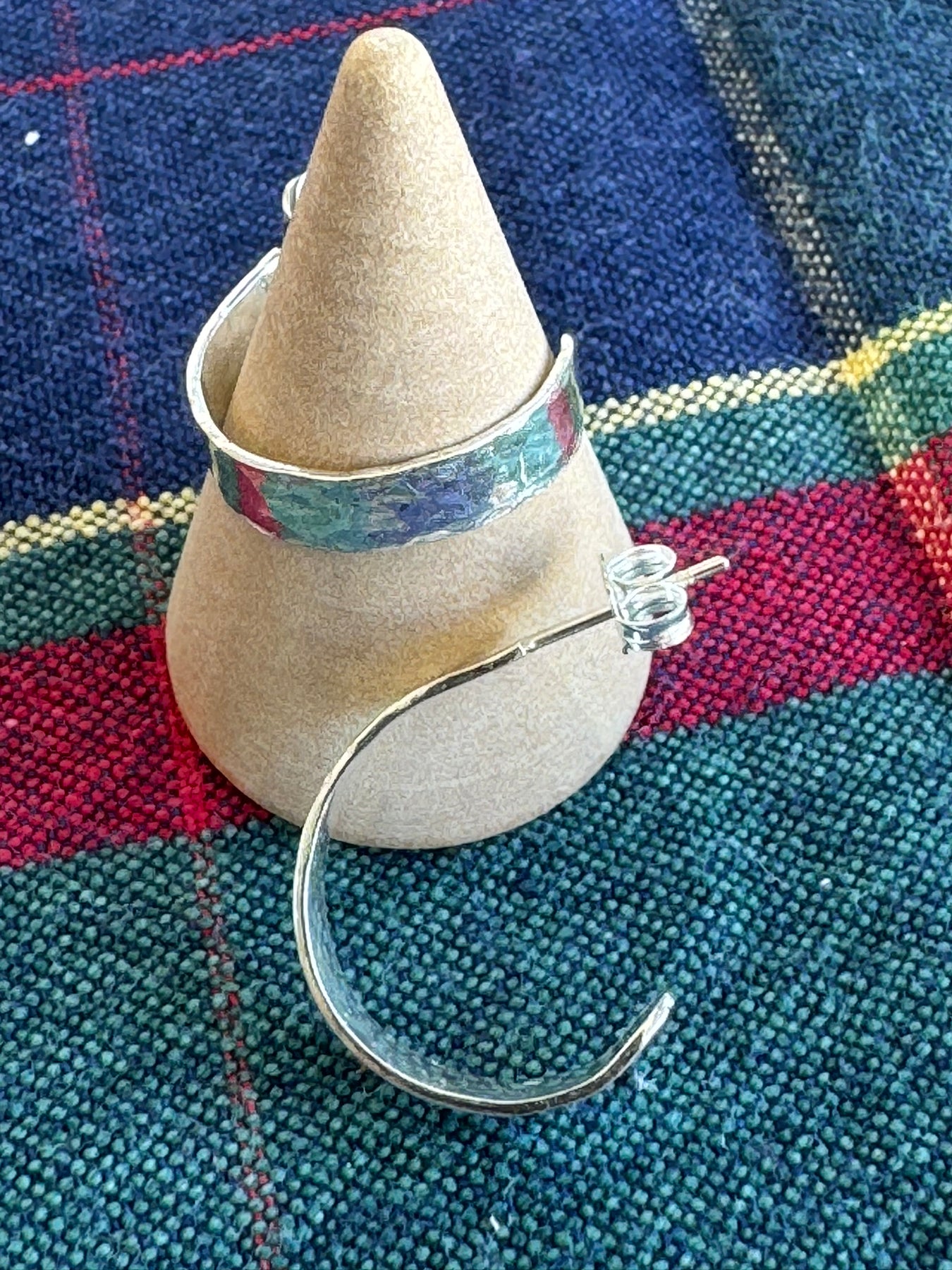 Handcrafted Sterling Silver Faceted Hoop Stud Earrings