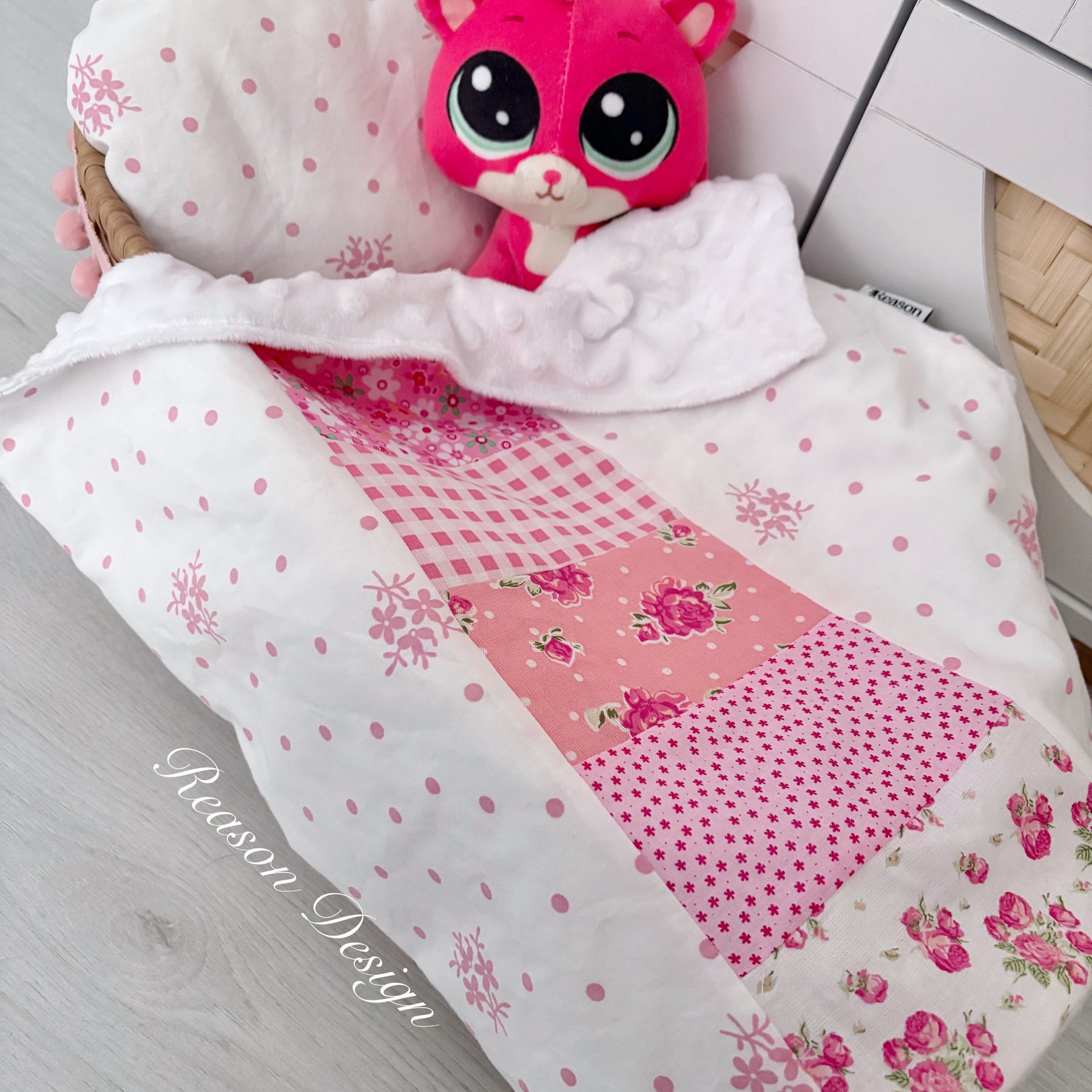 Handmade Doll Bedding Set – Fits Kmart & Target Doll Pram/Bassinet | Pillow & Minky Blanket | Toy Nursery Accessories