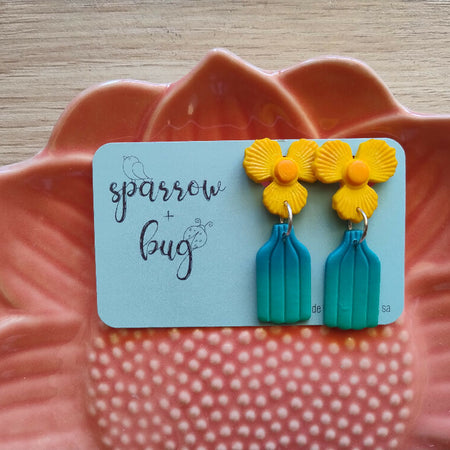 Flower Vase Dangle Earrings