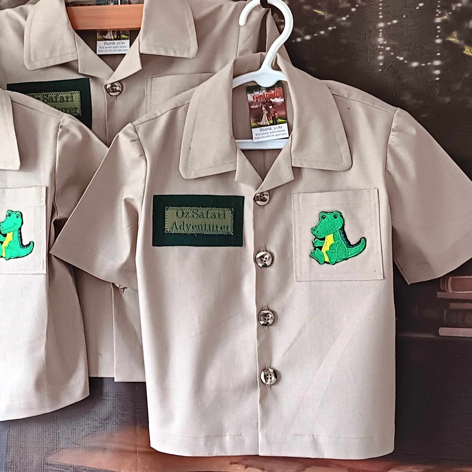 Cotton Safari Shirt with Crocodile Emblem - sizes 0 -1