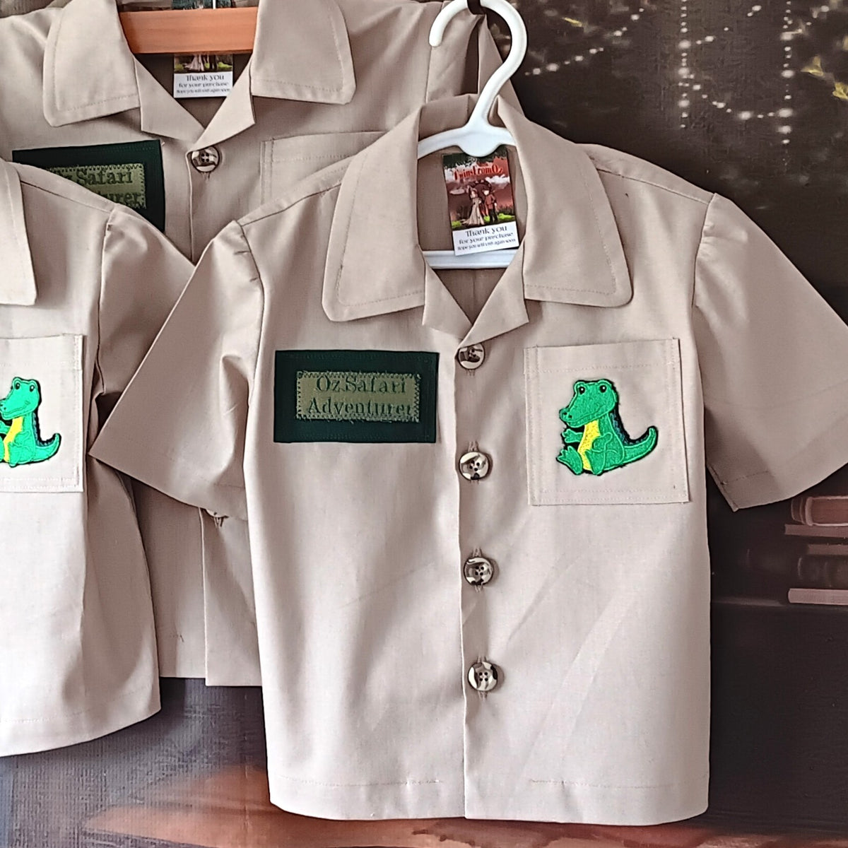 Cotton Safari Shirt with Crocodile Emblem - sizes 0 -1