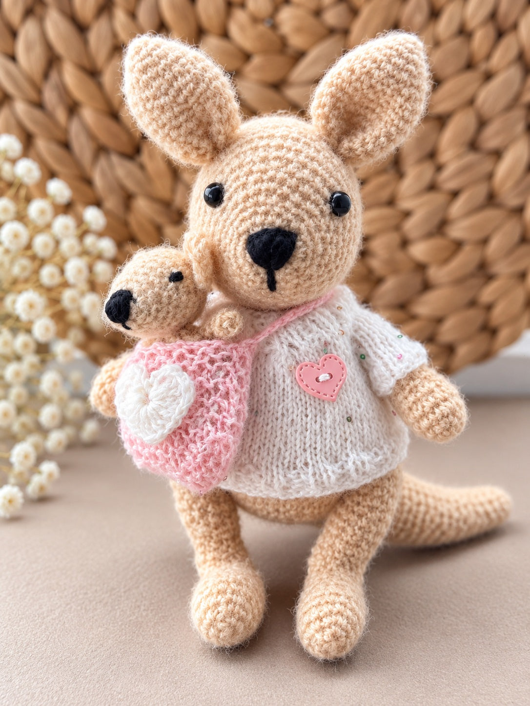 Handmade Kangaroo Mum & Baby Toy