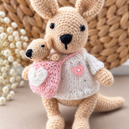 Handmade Kangaroo Mum & Baby Toy