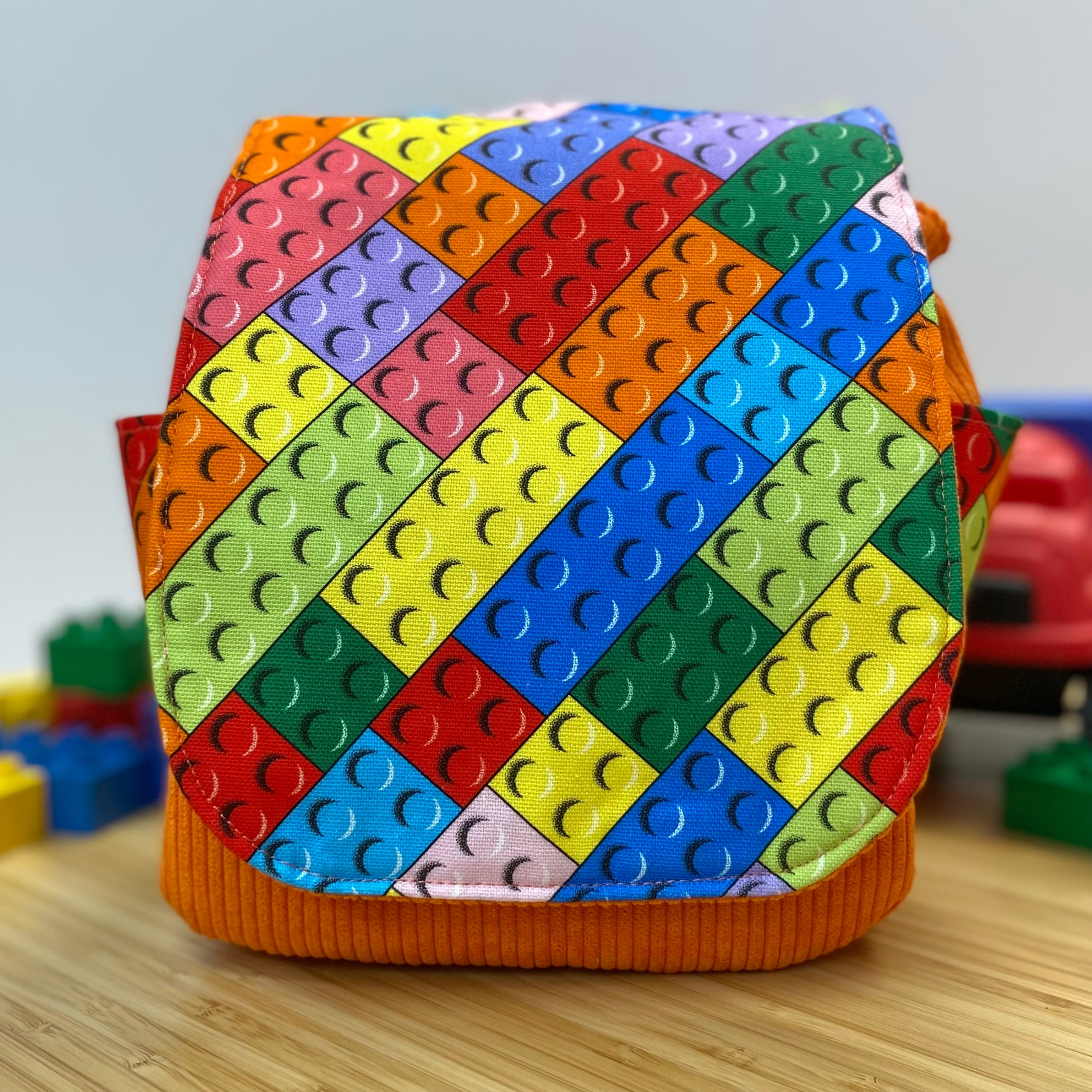 Handmade Toddler Backpack - Blocks