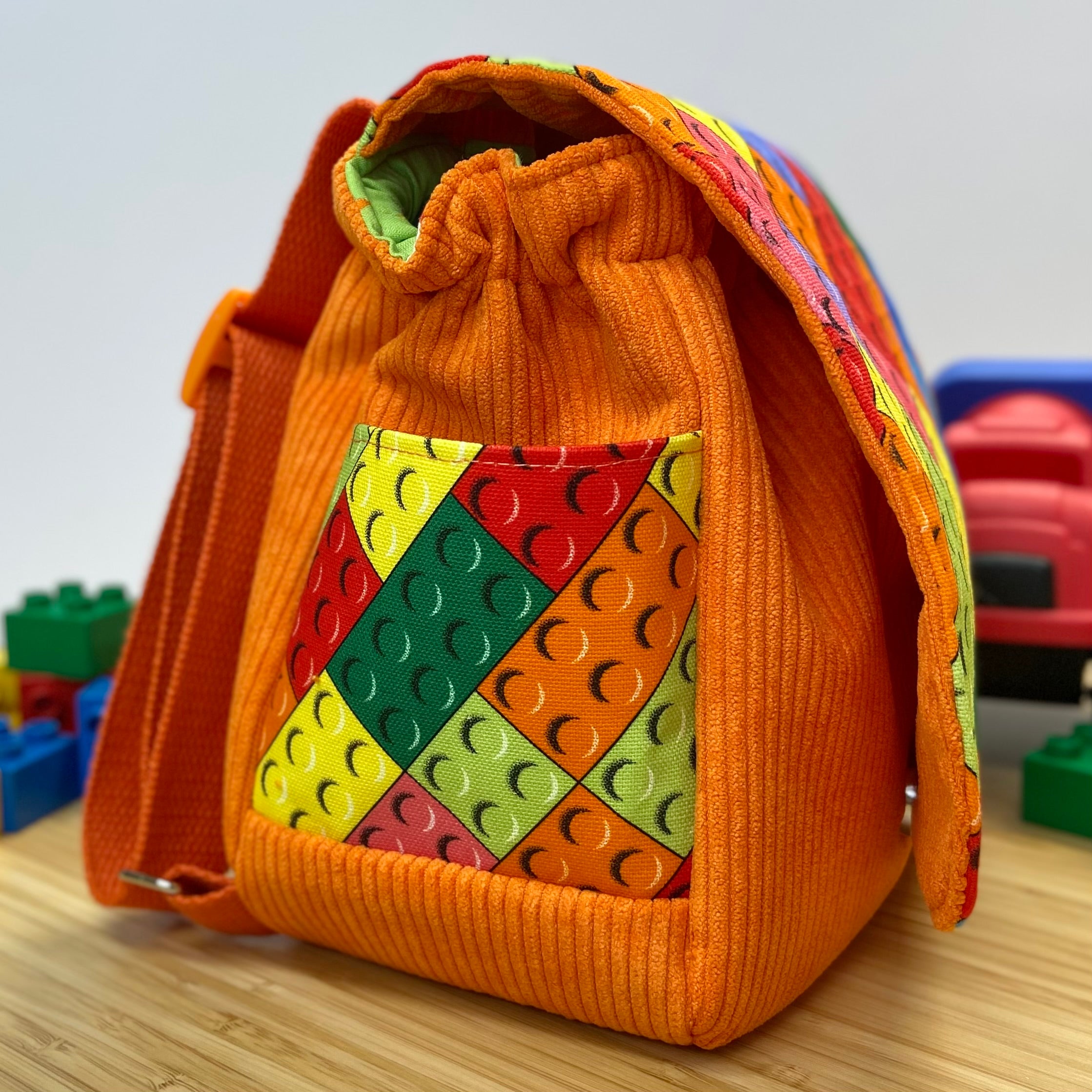 Handmade Toddler Backpack - Blocks