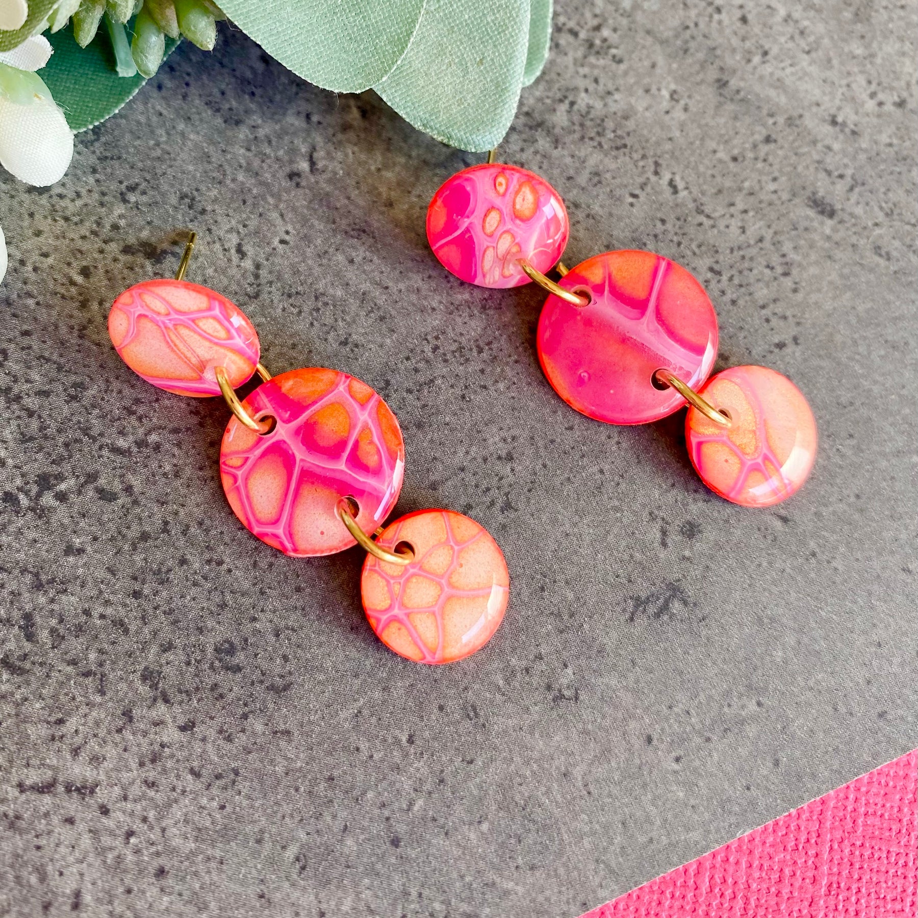 Pretty Pink Artisan Stud Earrings