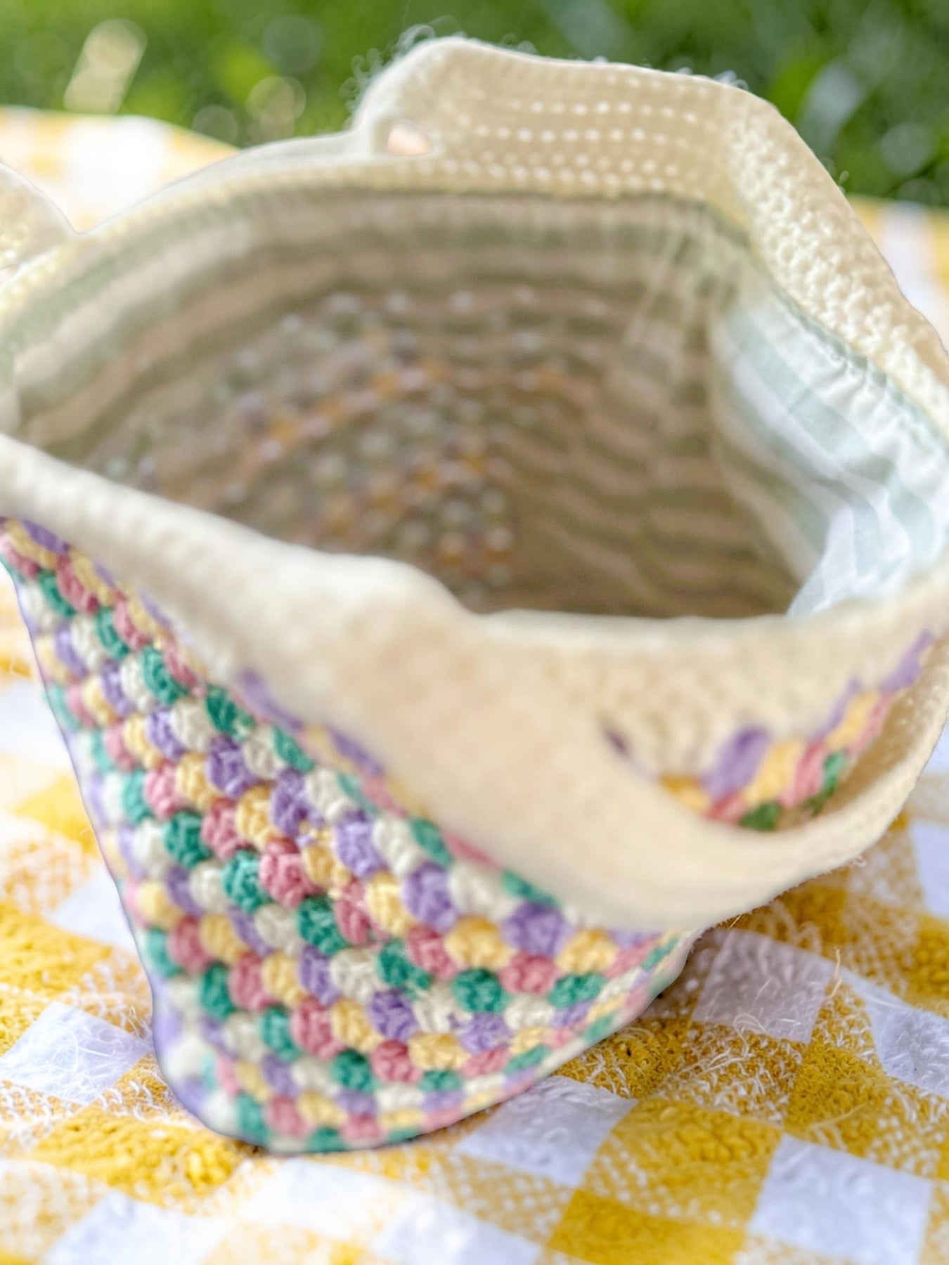 Handmade Lined Crochet Tote Bag | Boho Market Bag | Everyday Shoulder Tote | Australian Handmade