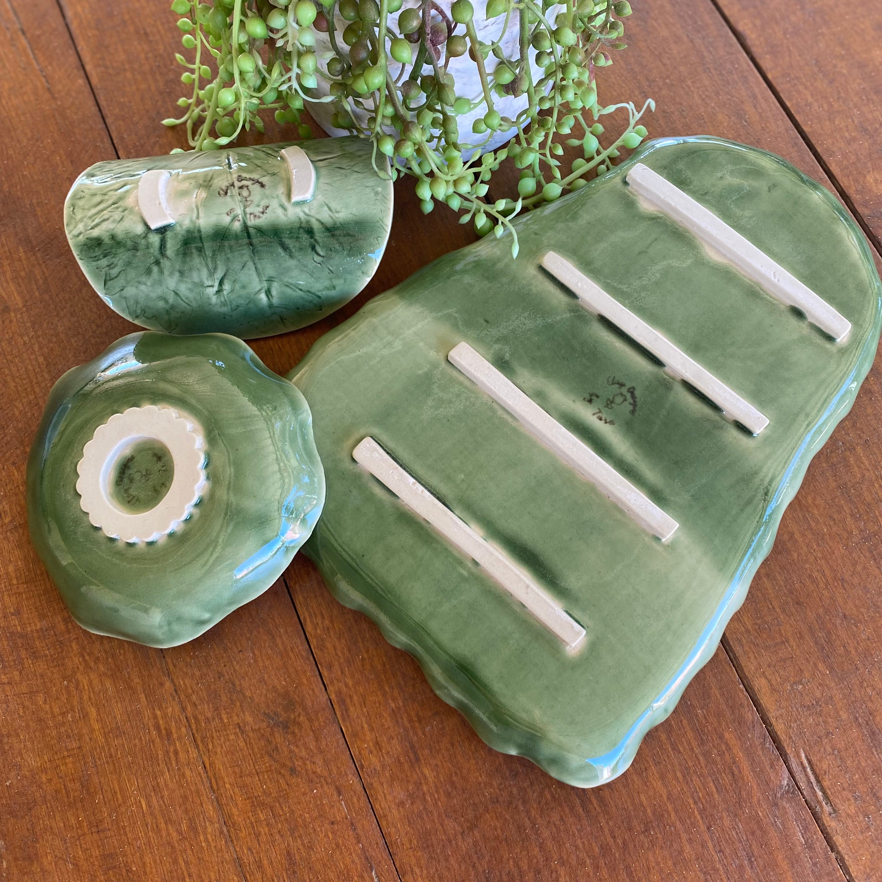 Handmade Vine Leaf Serving Tray Set – Dipping Bowl & Serviette Holder | One of a Kind