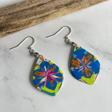 Abstract Teardrop Polymer Clay Earrings - Paint Splash