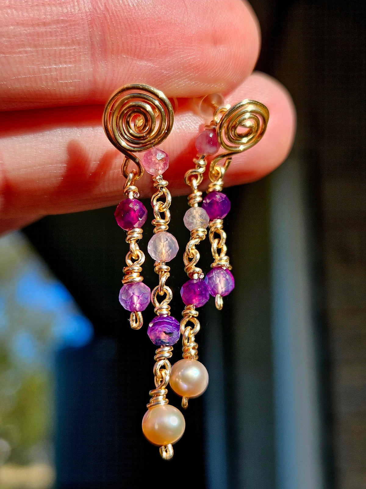 Freshwater Pearl & Fluorite Earrings