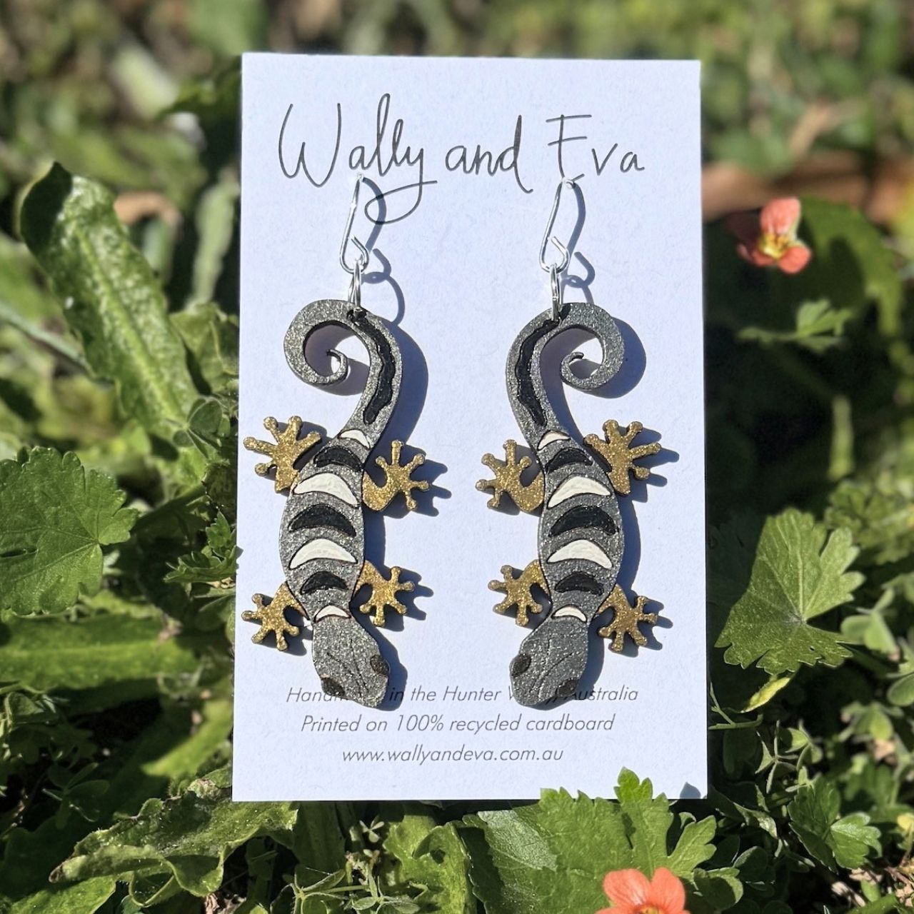 Australian Gecko Hand Painted Earrings