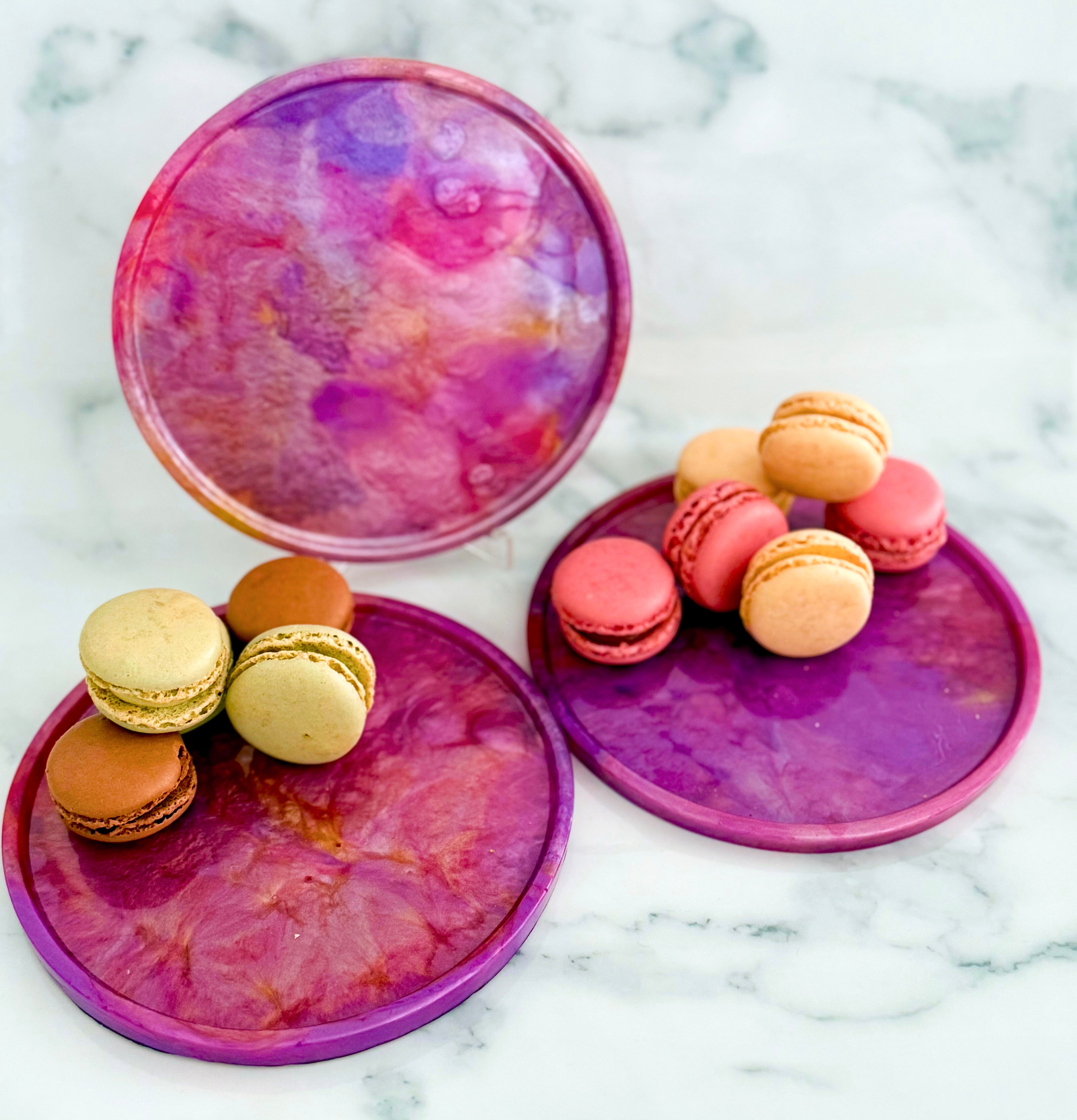Trio of handmade, handpoured resin trays