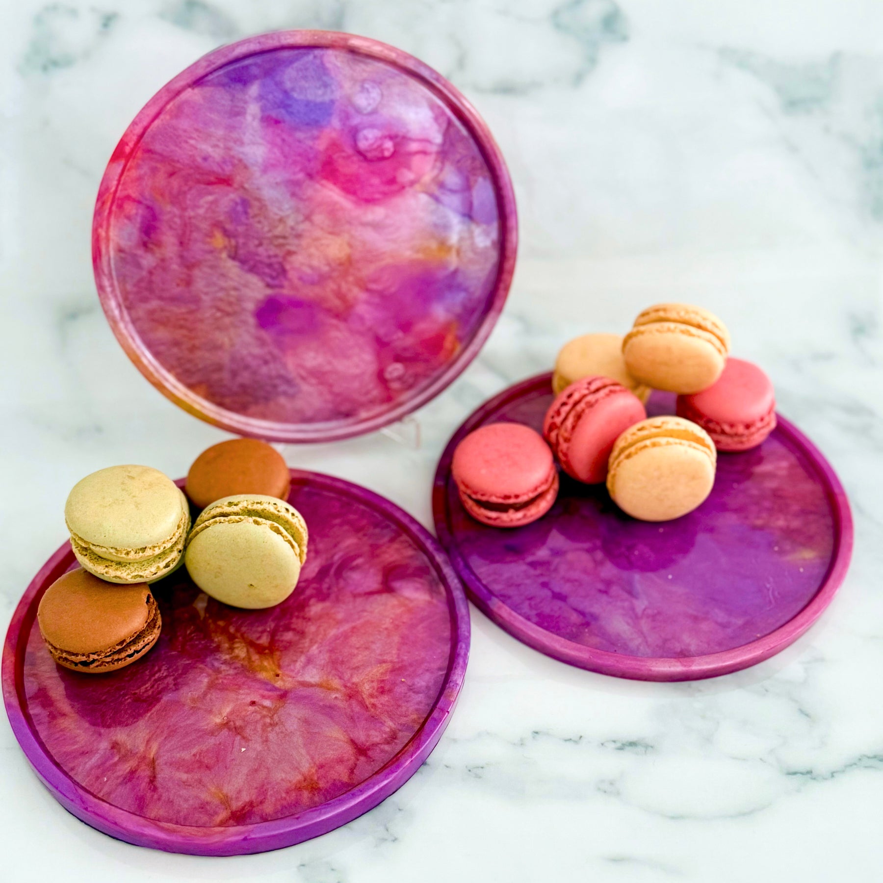Trio of handmade, handpoured resin trays