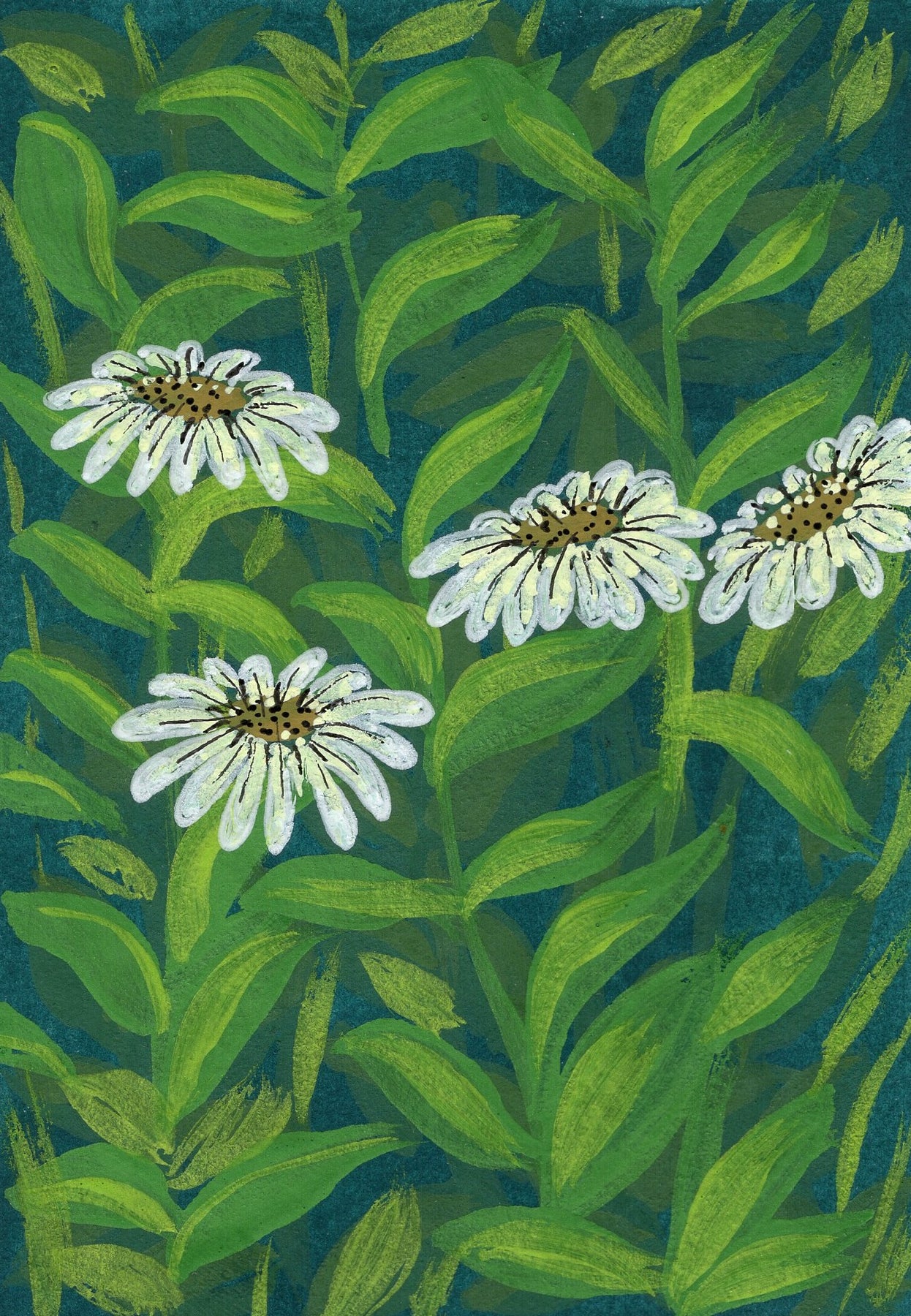 ACEO "Daisies #2" Mini Gouache 2.5x3.5 inches