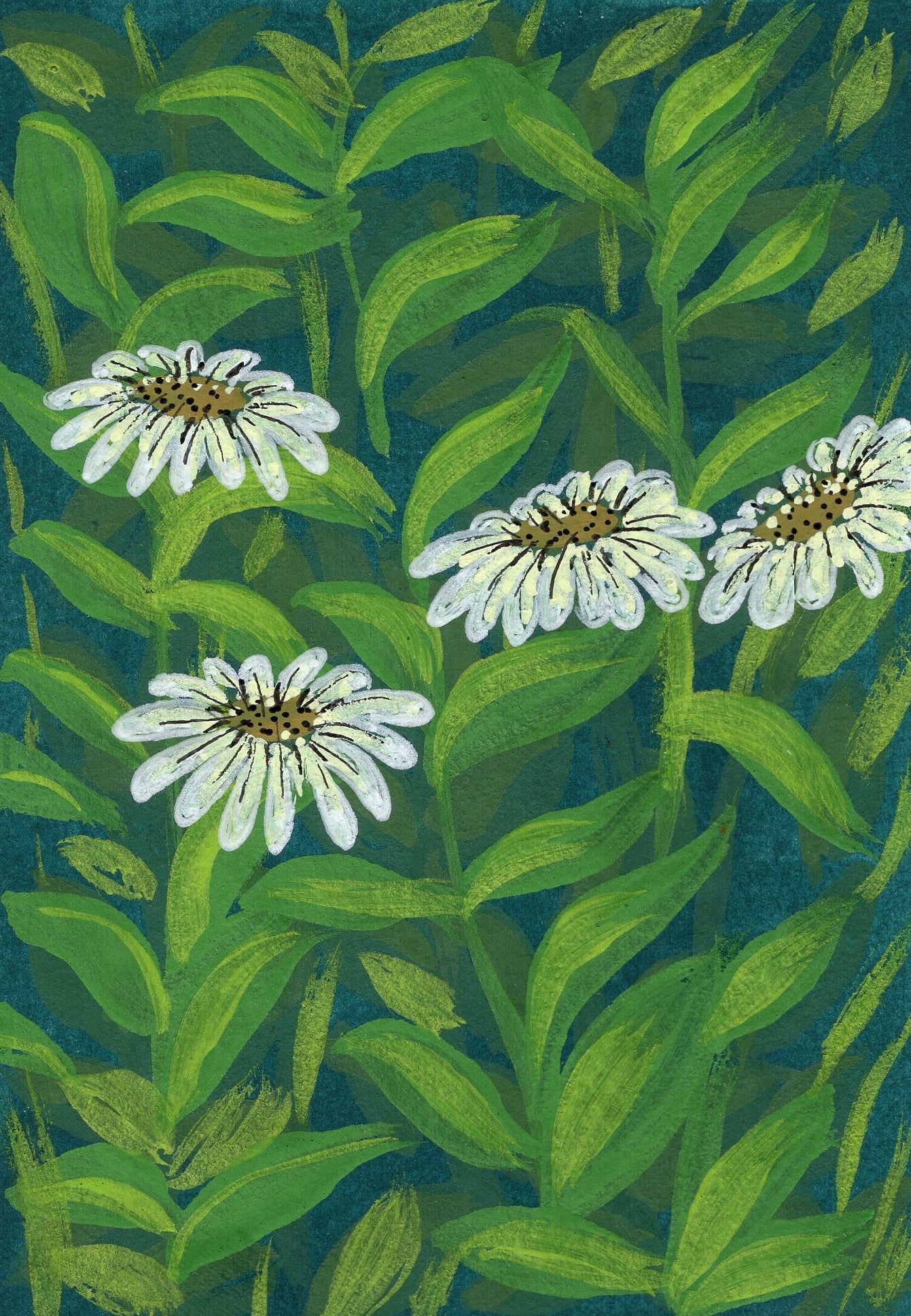 ACEO "Daisies #2" Mini Gouache 2.5x3.5 inches