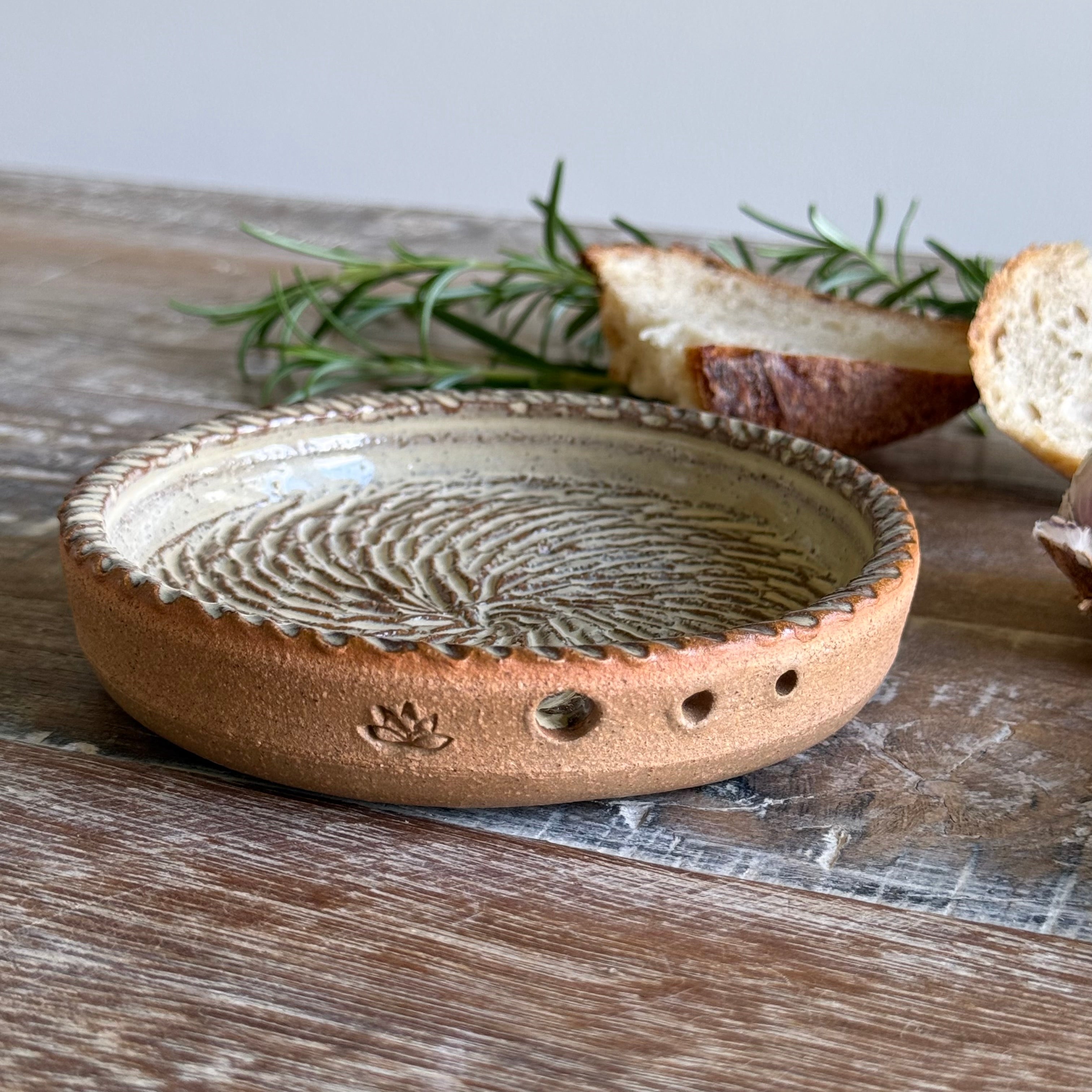 The Gathering Dish | Handmade Ceramic Garlic Grater, Herb & Dipping Dish