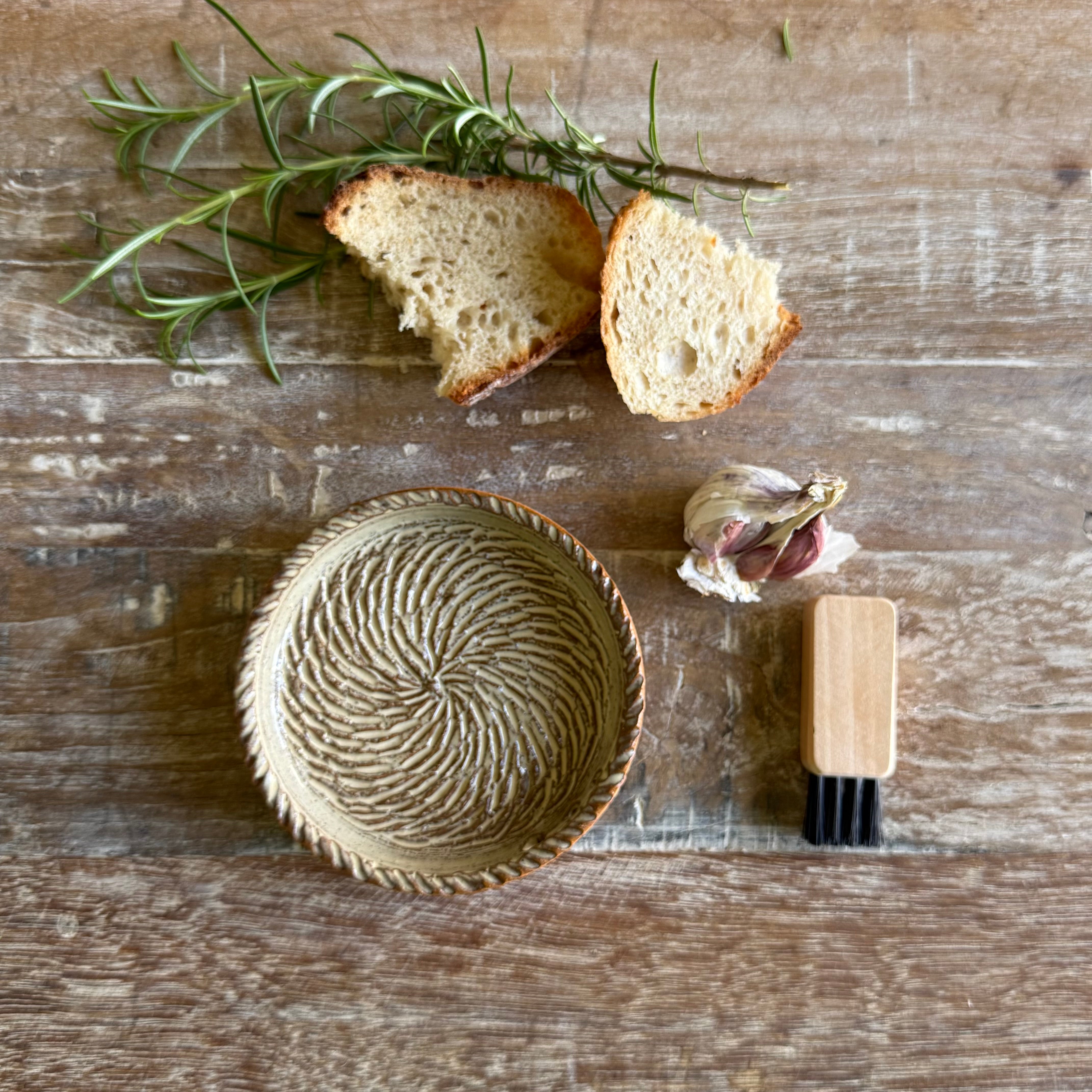 The Gathering Dish | Handmade Ceramic Garlic Grater, Herb & Dipping Dish