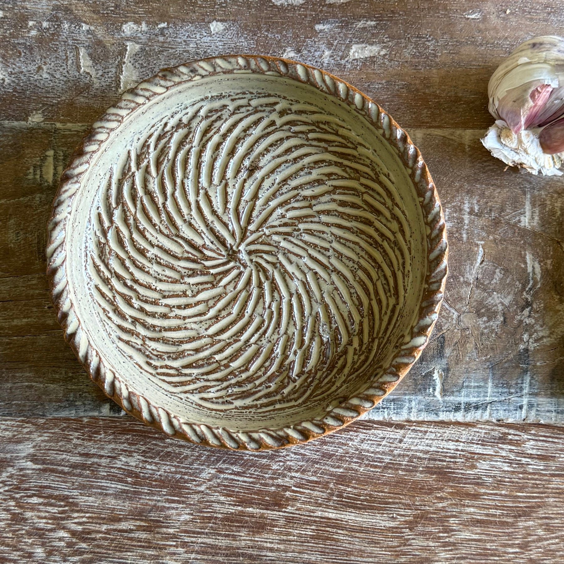The Gathering Dish | Handmade Ceramic Garlic Grater, Herb & Dipping Dish