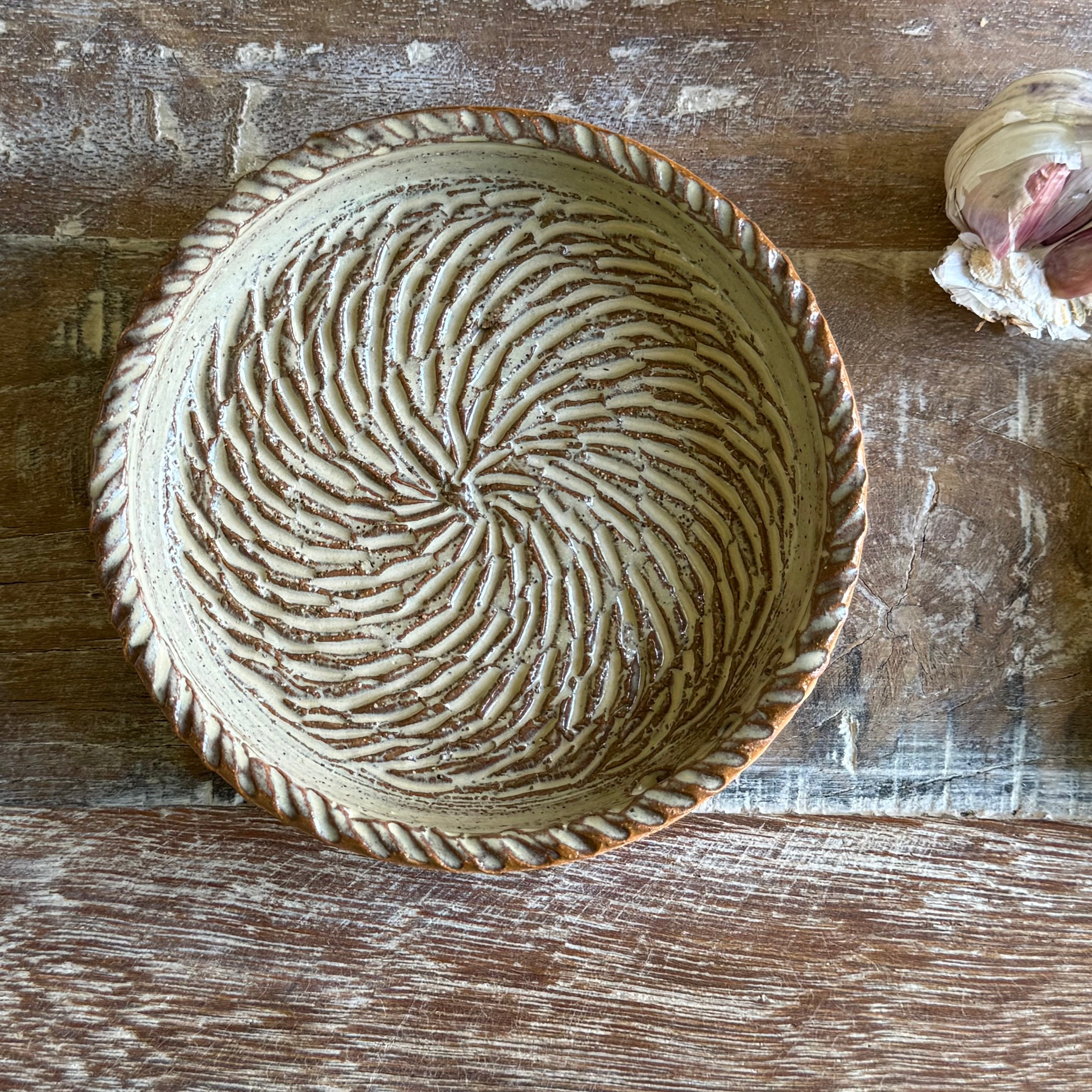 The Gathering Dish | Handmade Ceramic Garlic Grater, Herb & Dipping Dish