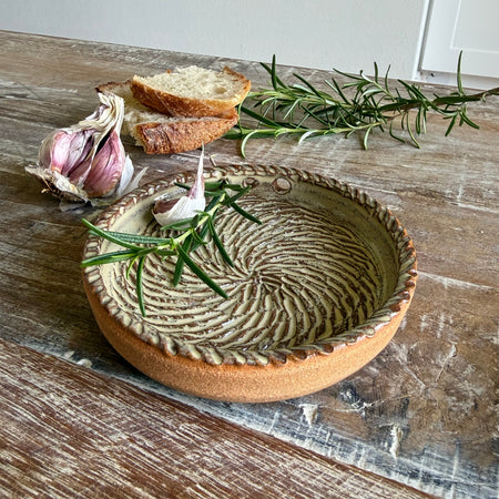 The Gathering Dish | Handmade Ceramic Garlic Grater, Herb & Dipping Dish