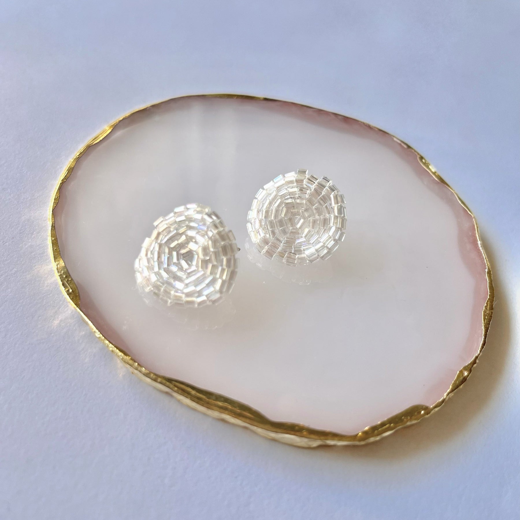 PINK MOON * 3 colors | stud beaded earrings | silver, pink nude, blue turquoise
