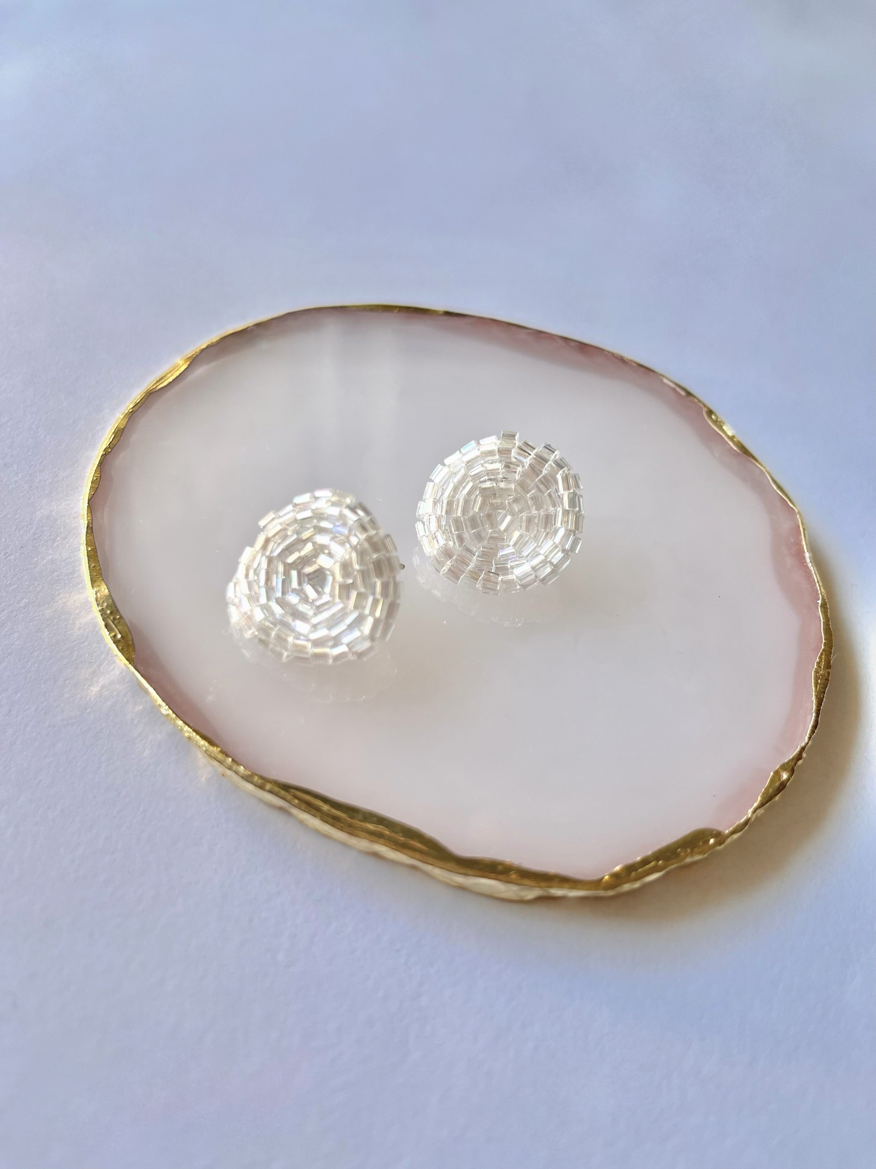 PINK MOON * 3 colors | stud beaded earrings | silver, pink nude, blue turquoise