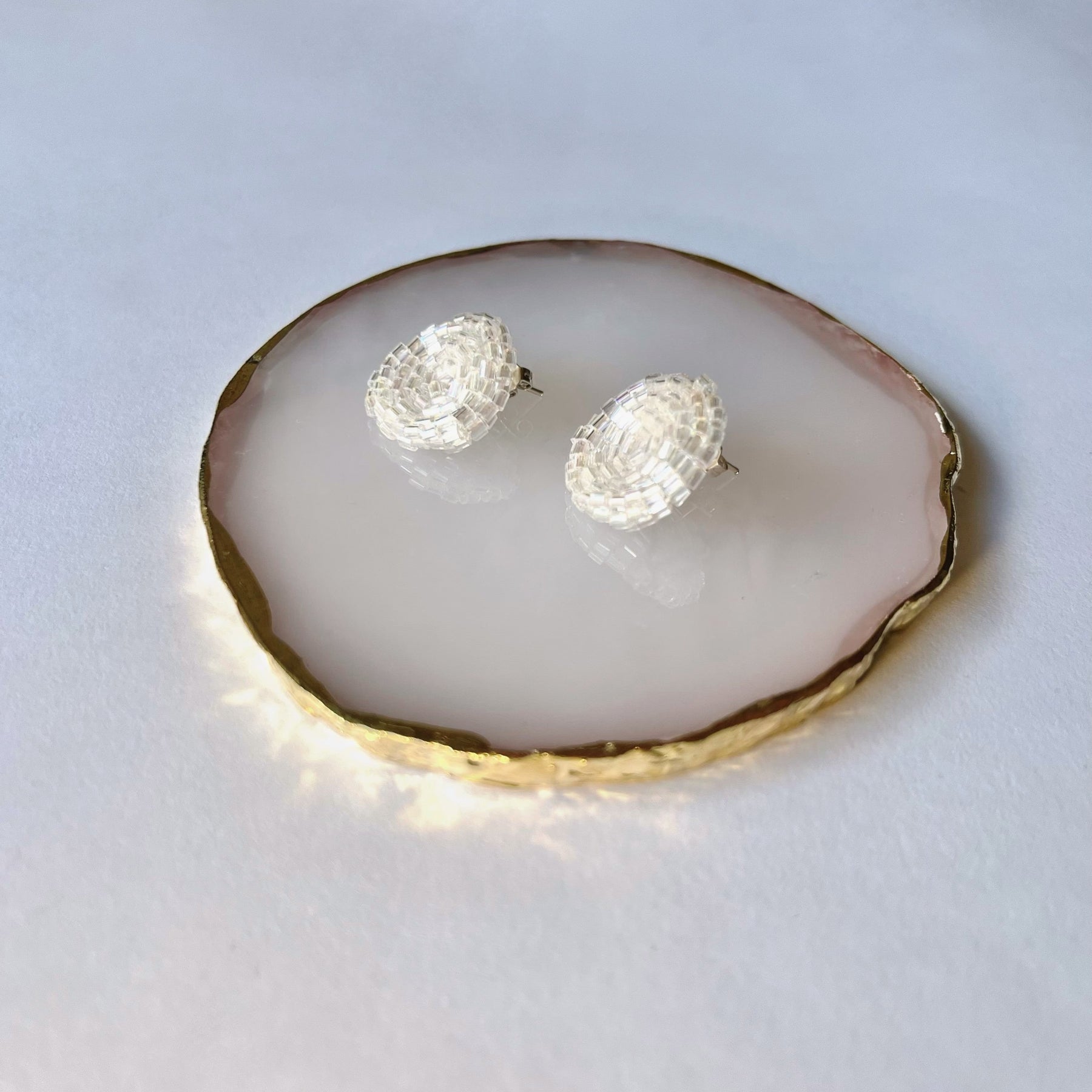 PINK MOON * 3 colors | stud beaded earrings | silver, pink nude, blue turquoise