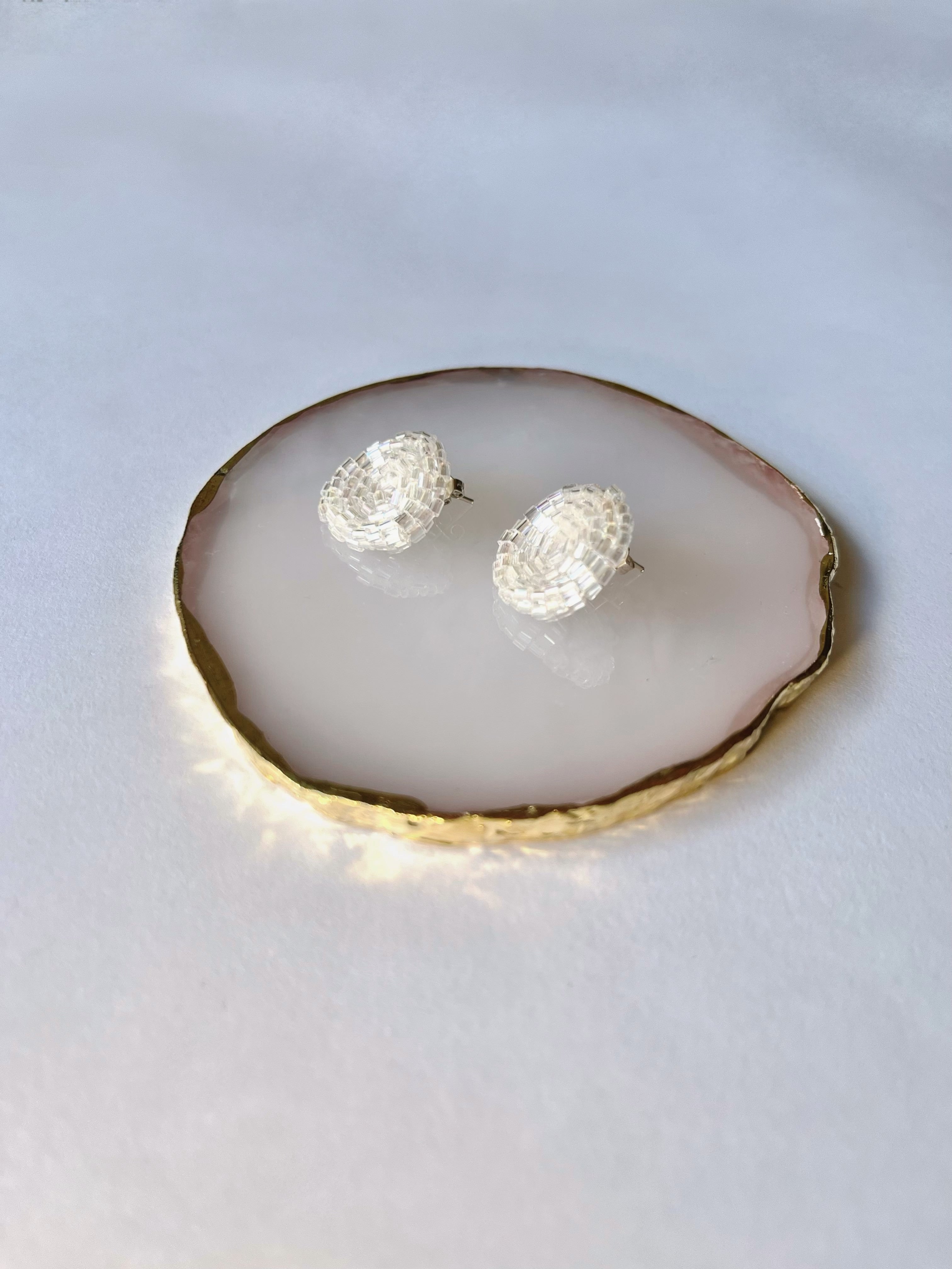 PINK MOON * 3 colors | stud beaded earrings | silver, pink nude, blue turquoise