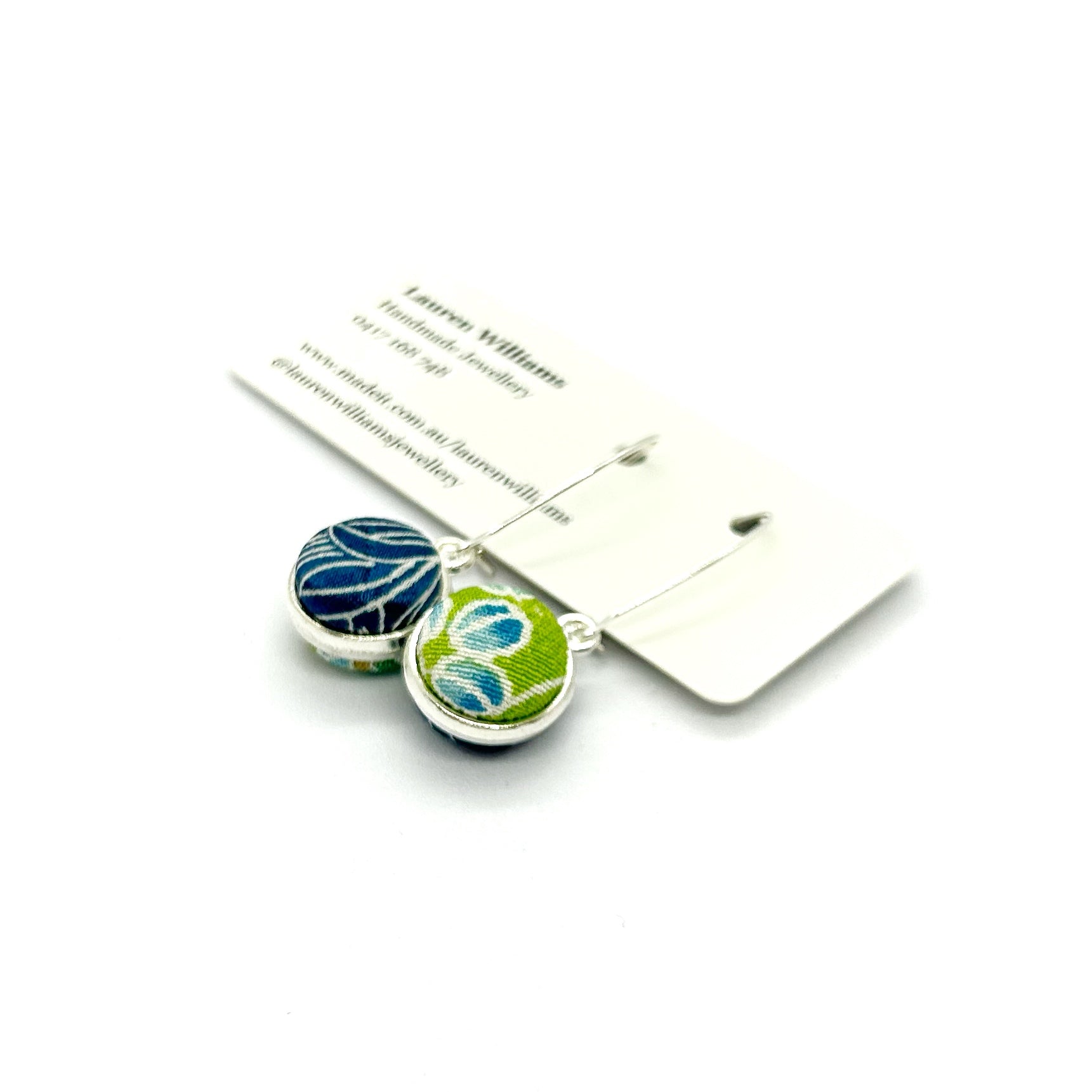 Double Sided Fabric Button Earrings