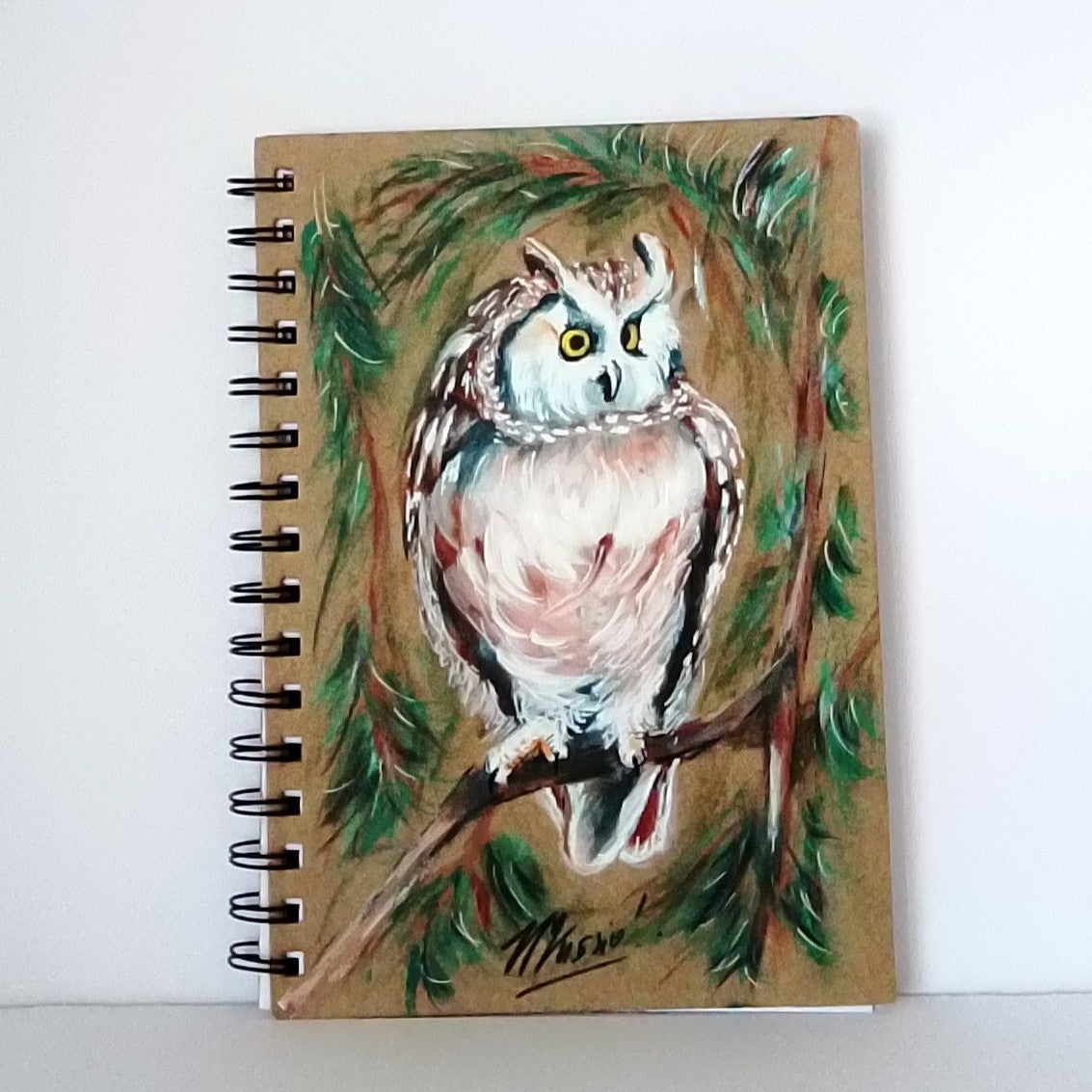 Owl Handpainted Notebook A5 Lined