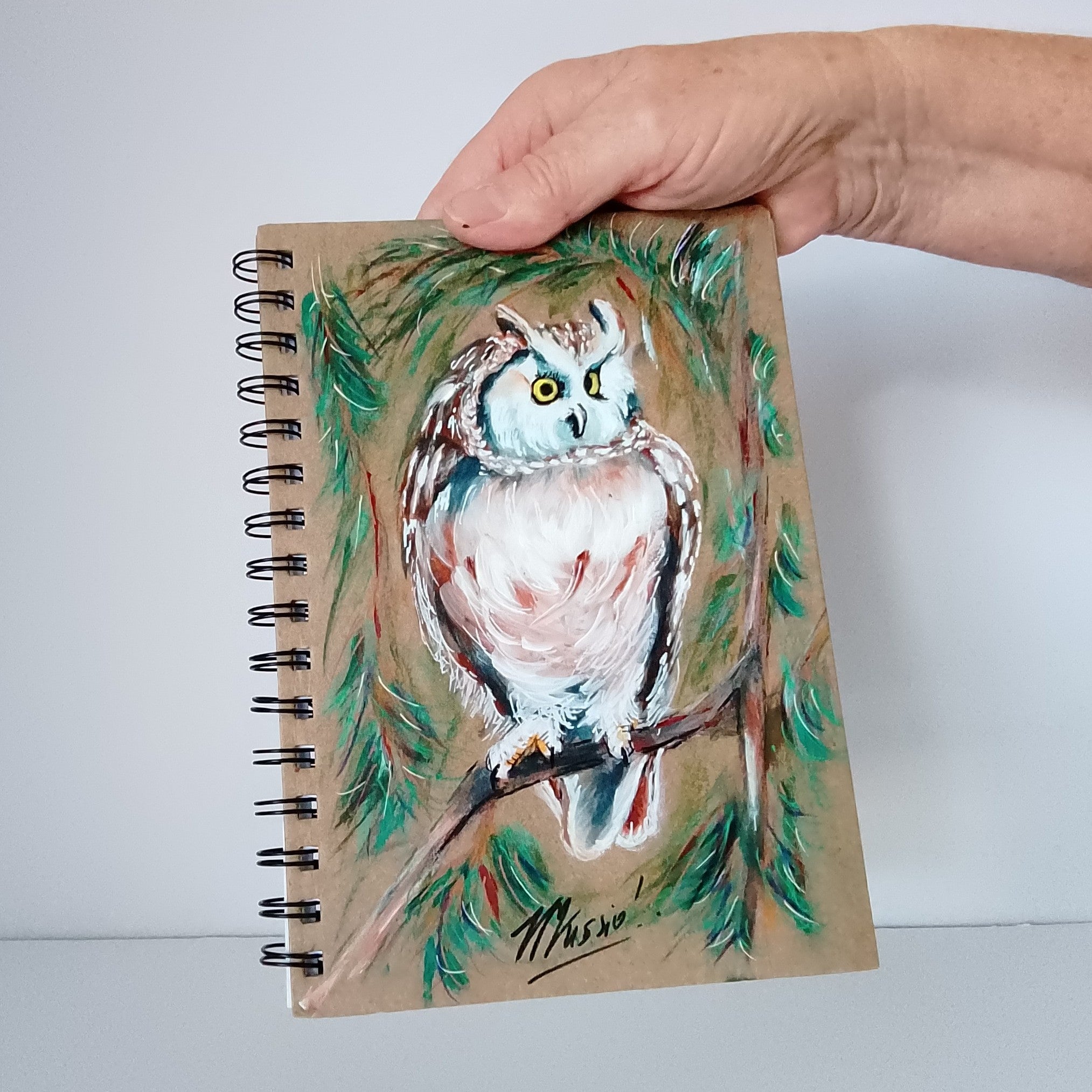 Owl Handpainted Notebook A5 Lined