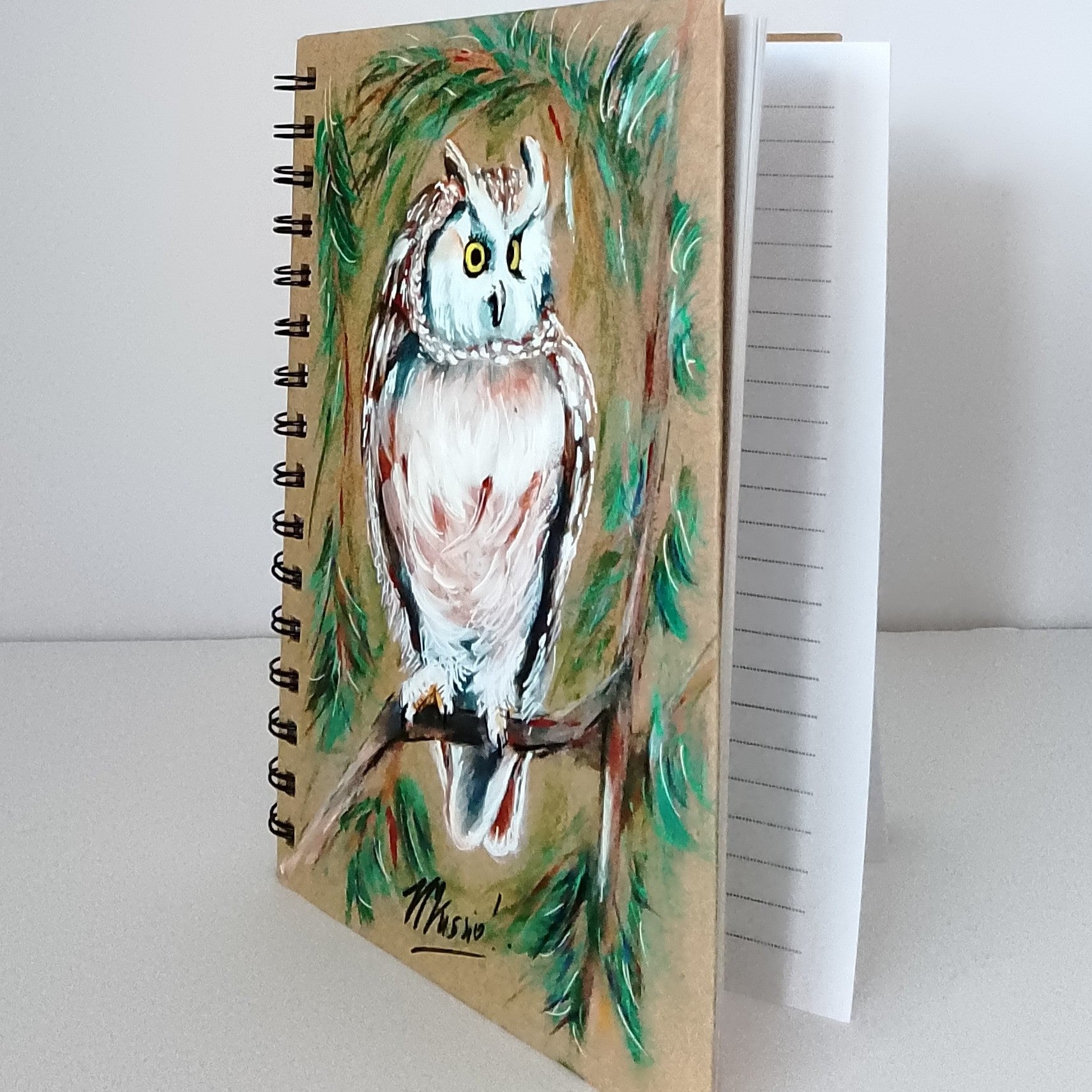 Owl Handpainted Notebook A5 Lined
