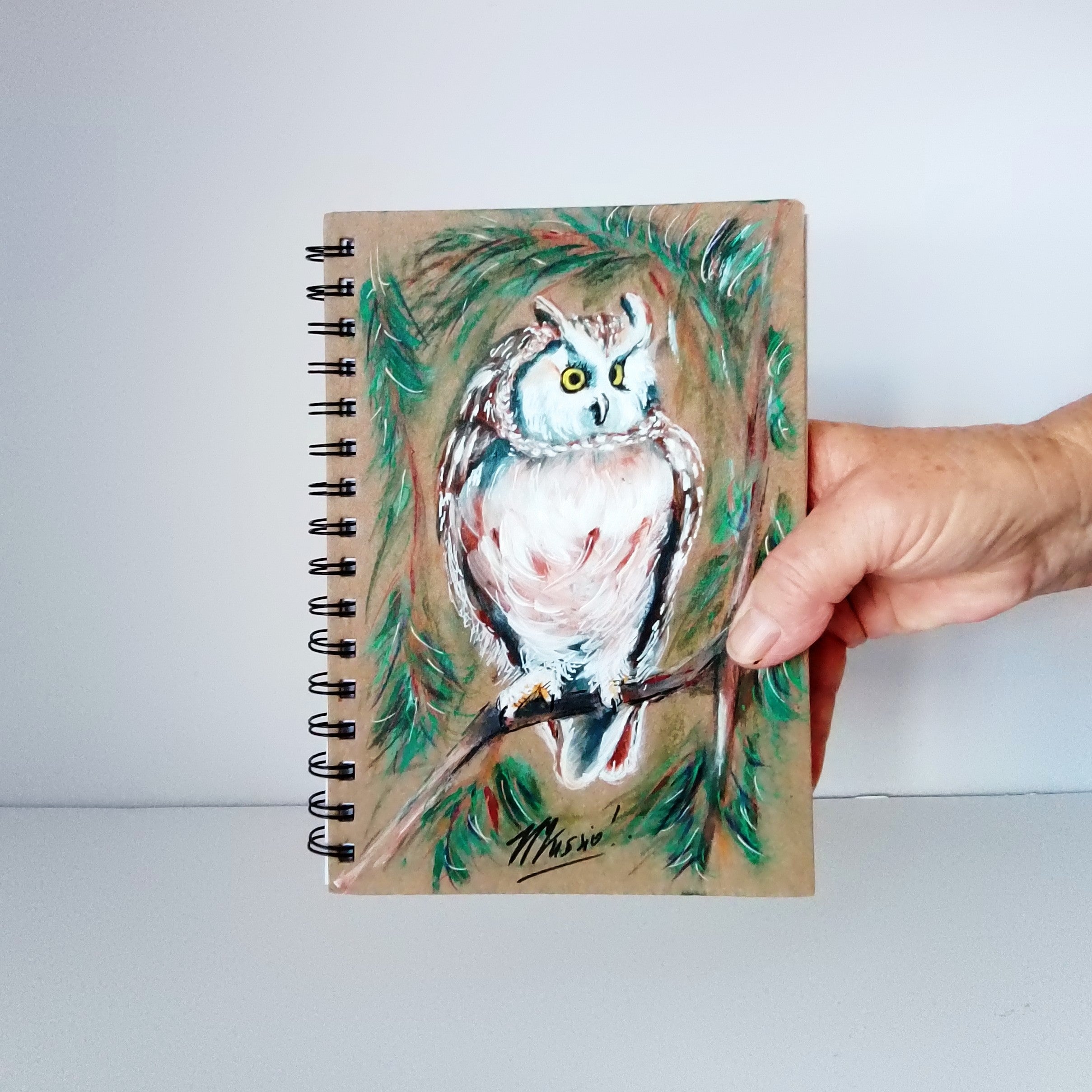 Owl Handpainted Notebook A5 Lined
