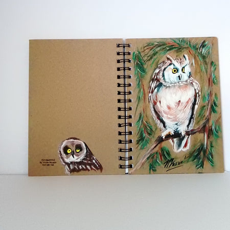 Owl Handpainted Notebook A5 Lined